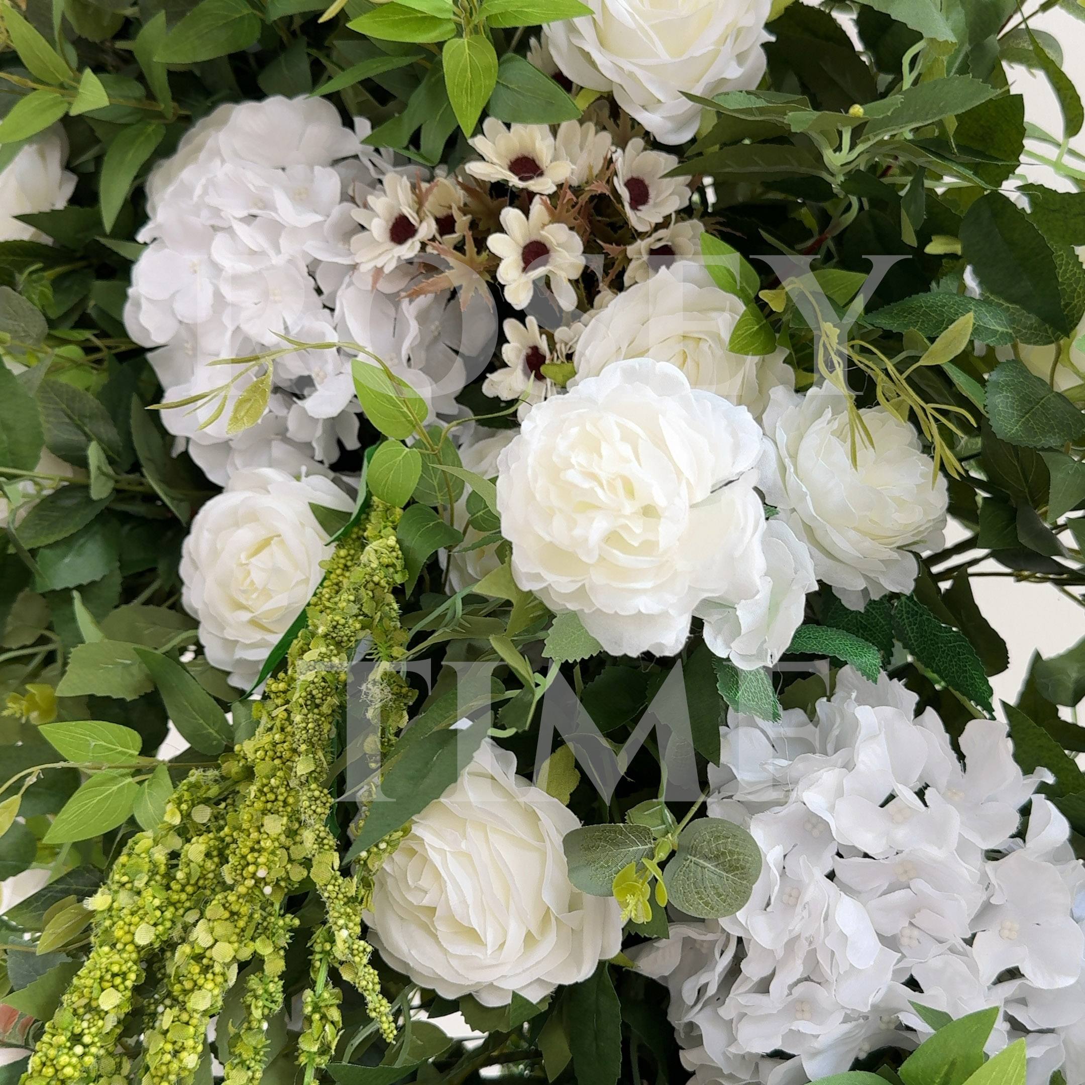 RoseyTime White&Green Flower Arch n-shape Round Arch #RTA412