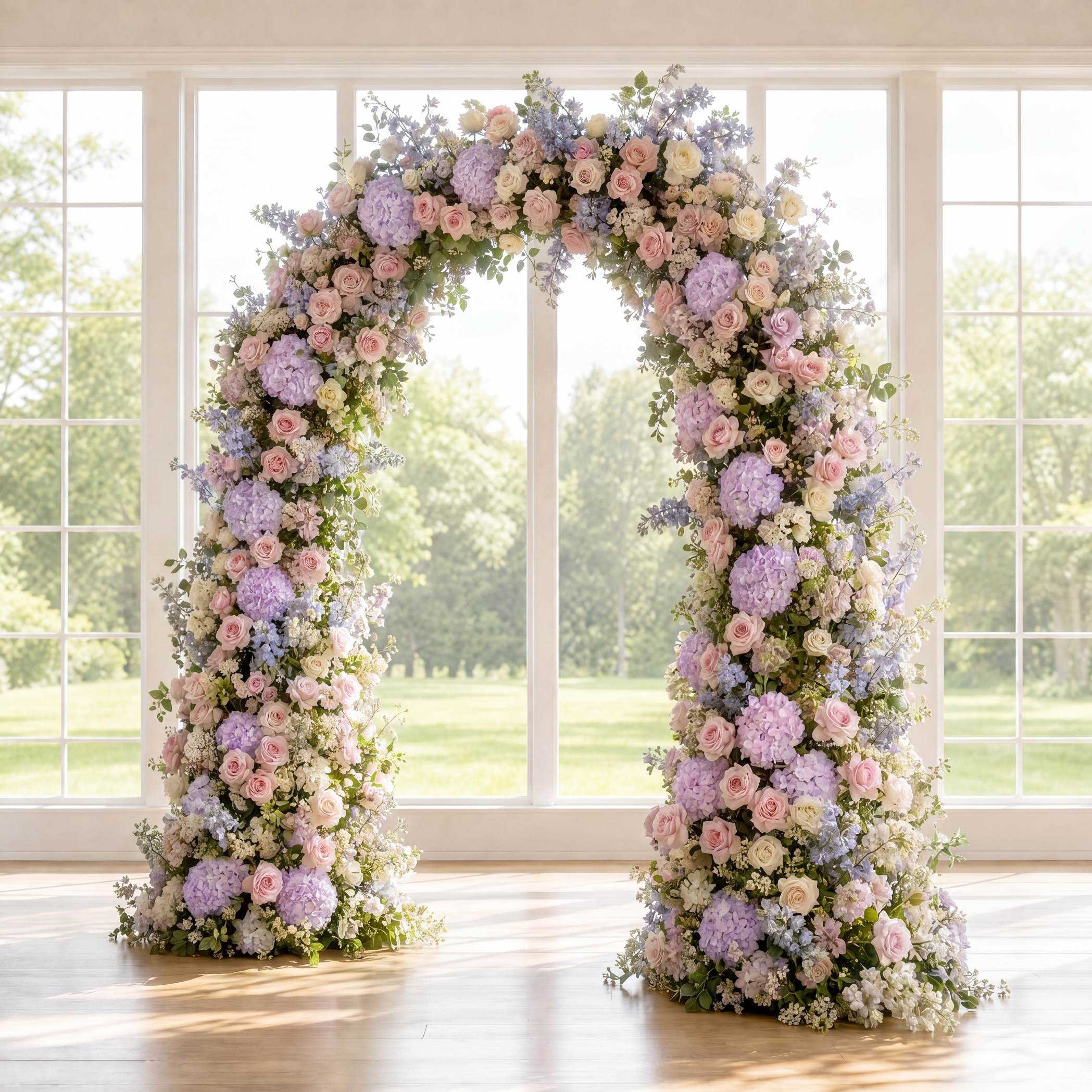 RoseyTime Purple&Pink Flower Arch n-shape Round Arch #RTA477