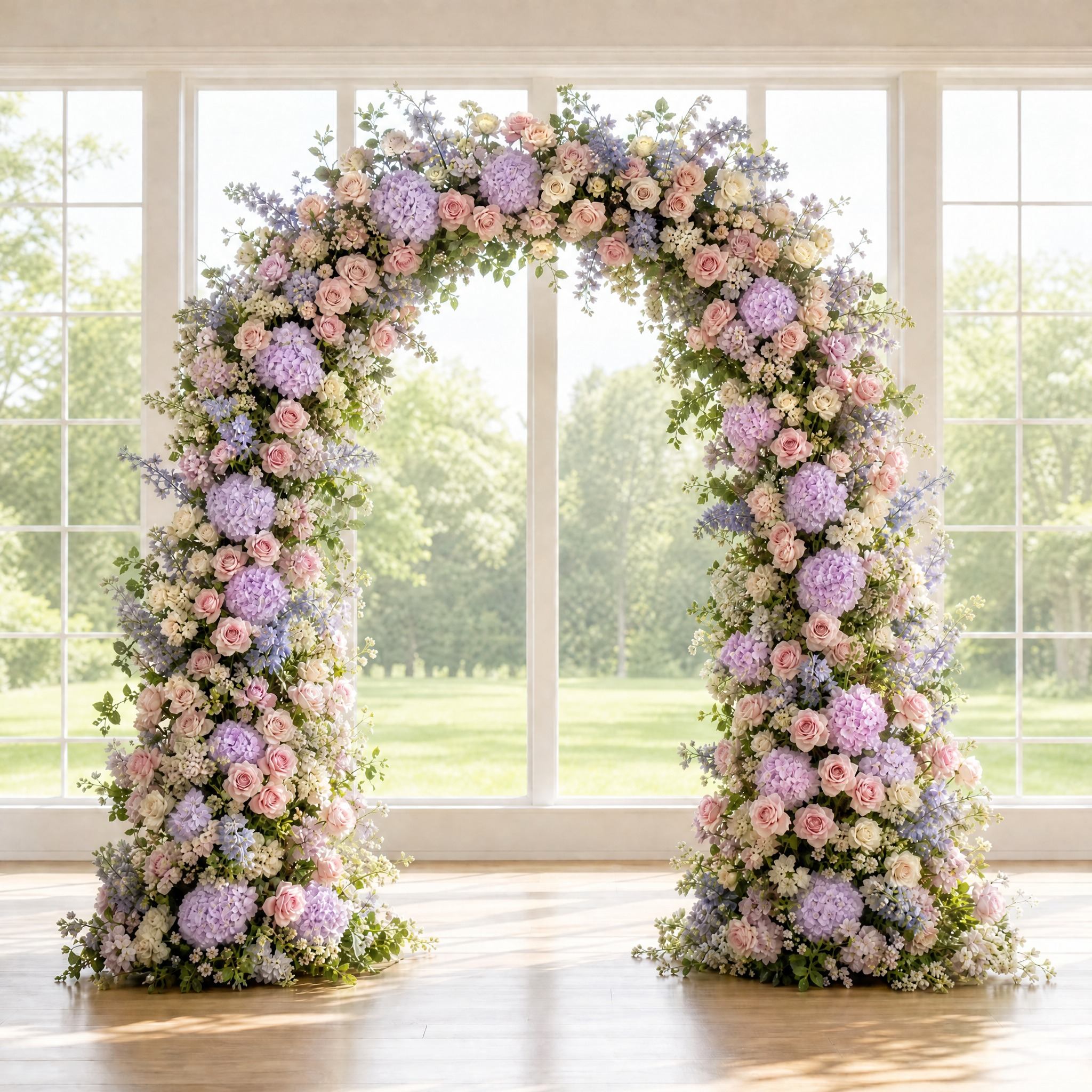 RoseyTime Purple&Pink Flower Arch n-shape Round Arch #RTA477