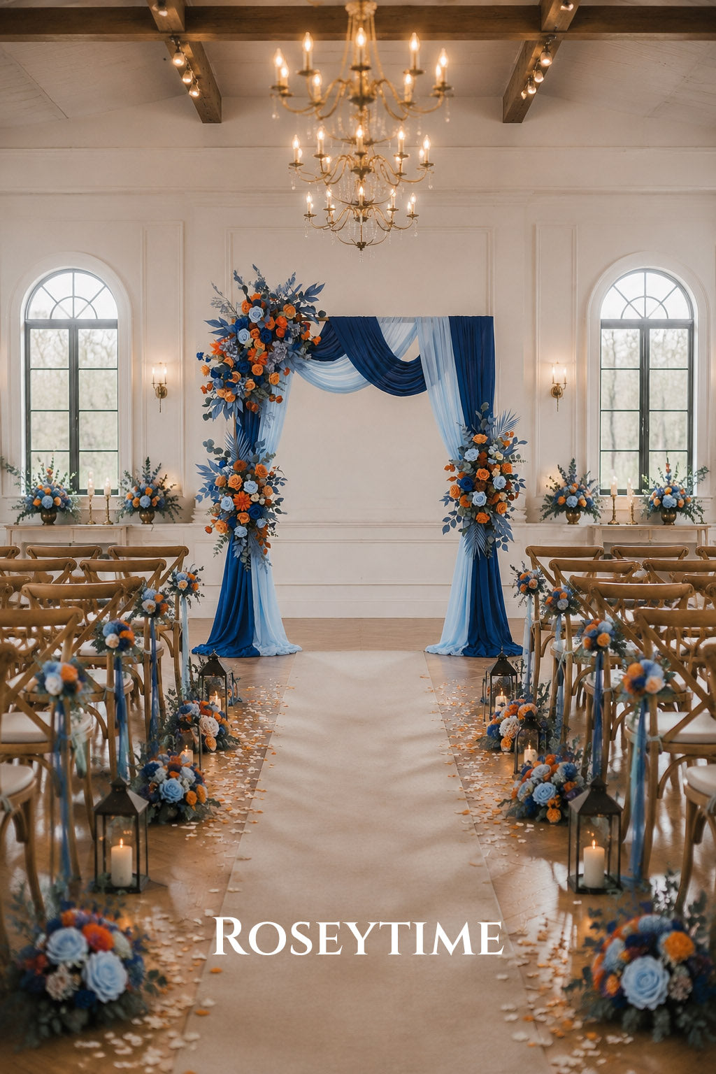 Roseytime Orange&Blue Flower Set Flower Arch Arrangement #RTA504