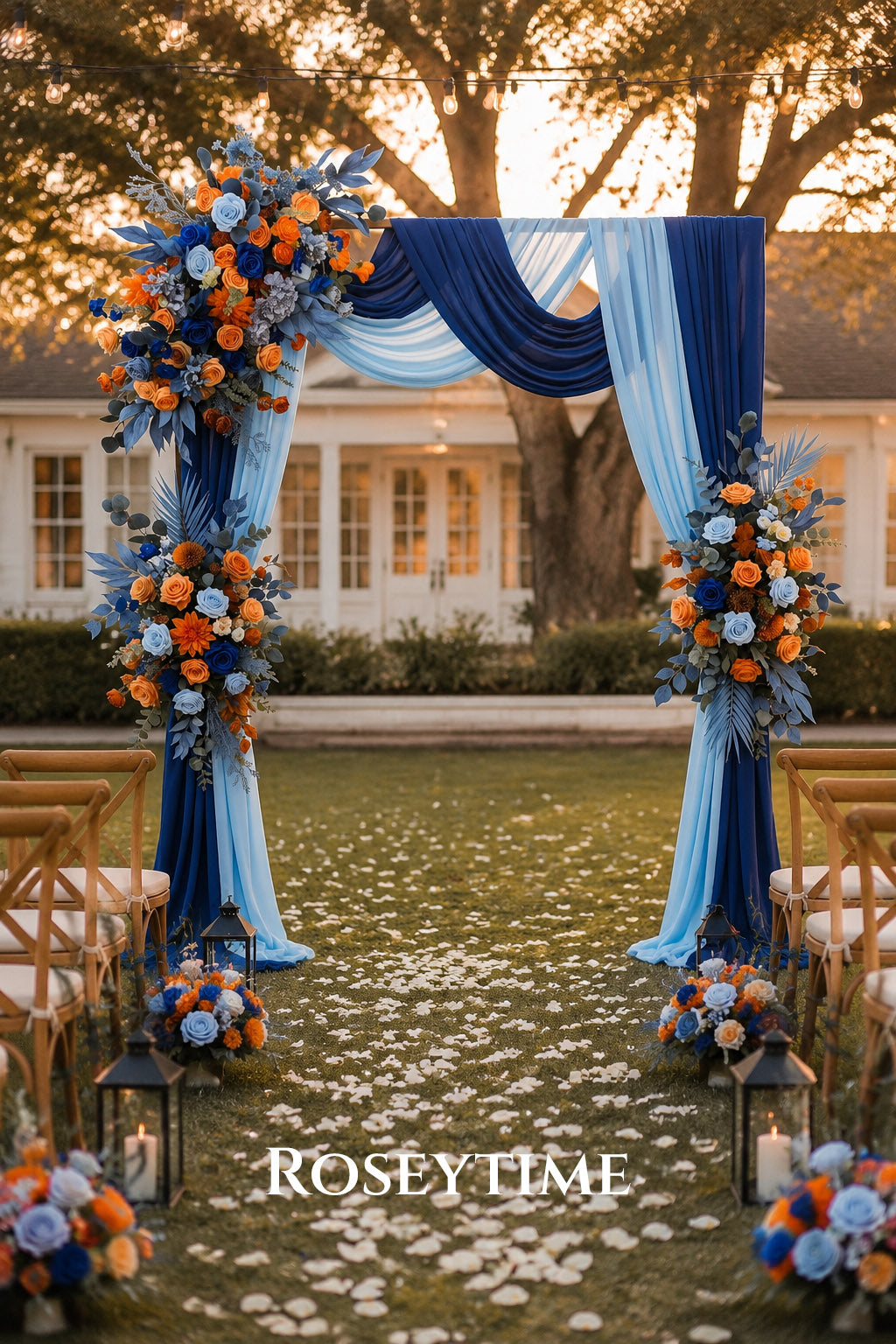 Roseytime Orange&Blue Flower Set Flower Arch Arrangement #RTA504