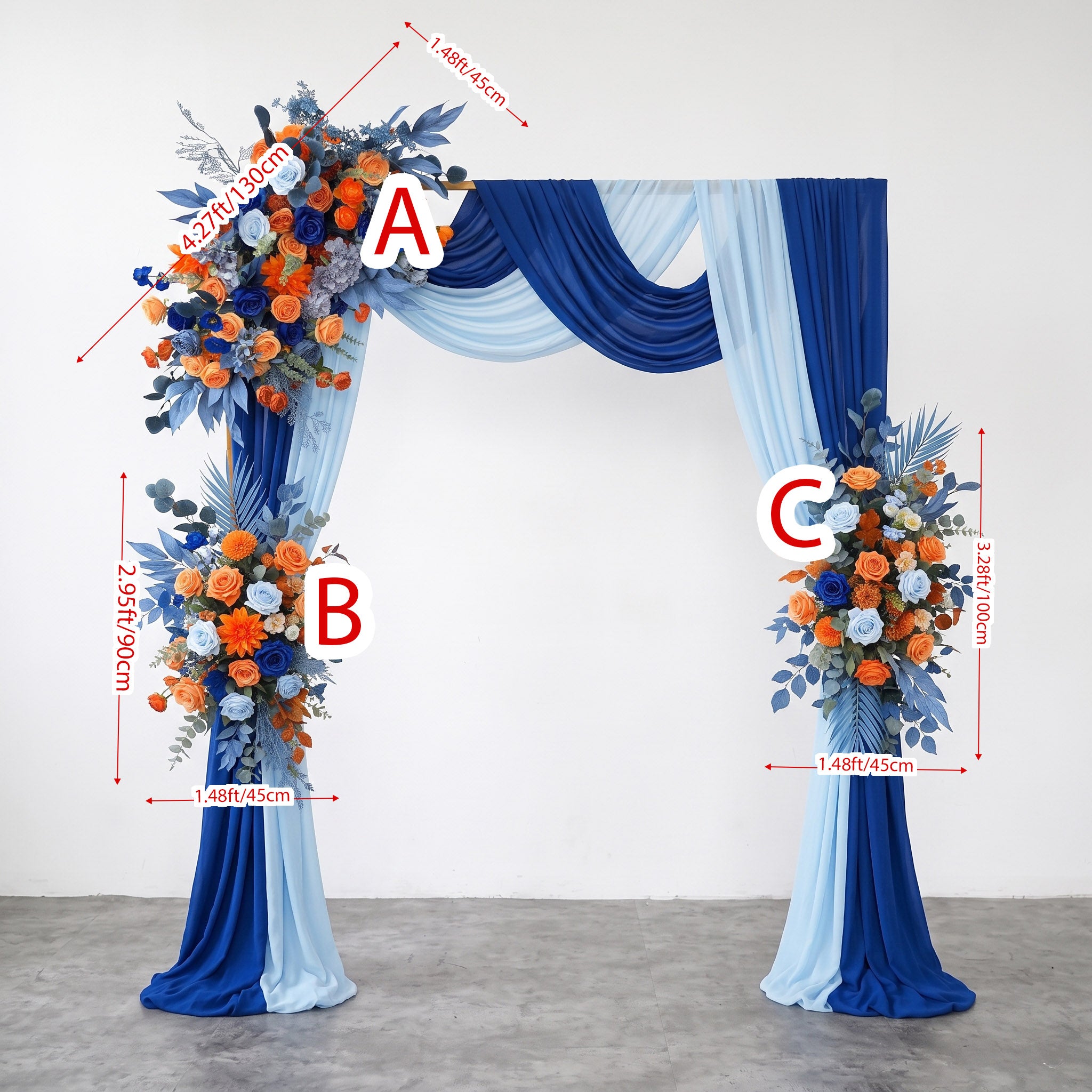 Roseytime Orange&Blue Flower Set Flower Arch Arrangement #RTA504