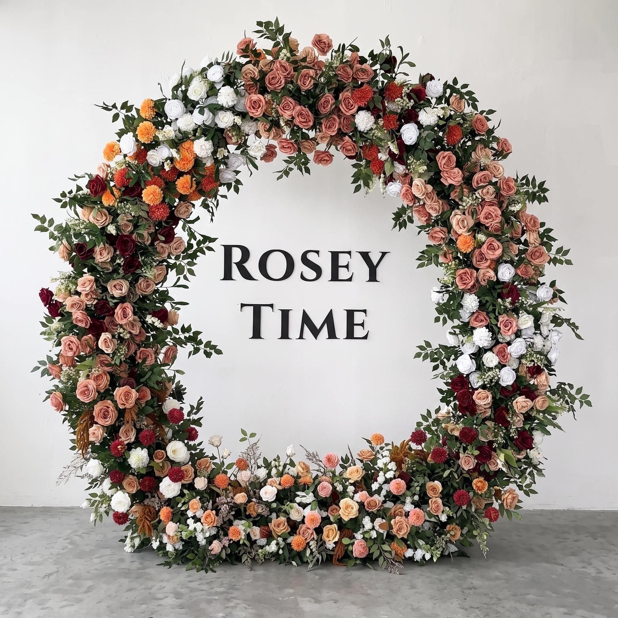 RoseyTime Bordeaux Harvest Flower Circle Arch Fabric Back #RTA510