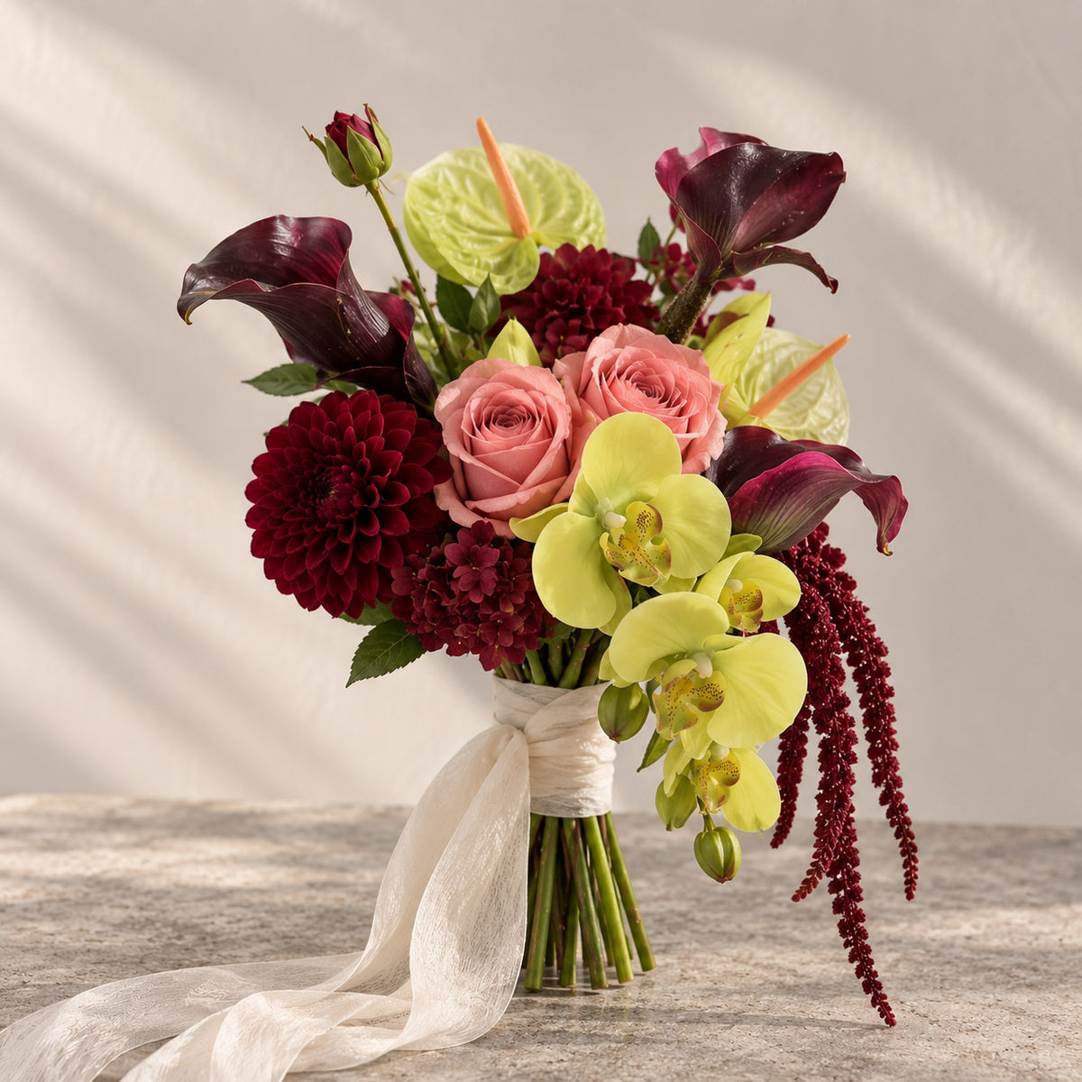 Roseytime Burgundy Bride/Bridesmaid Bouquet Flowers #RTBQ055