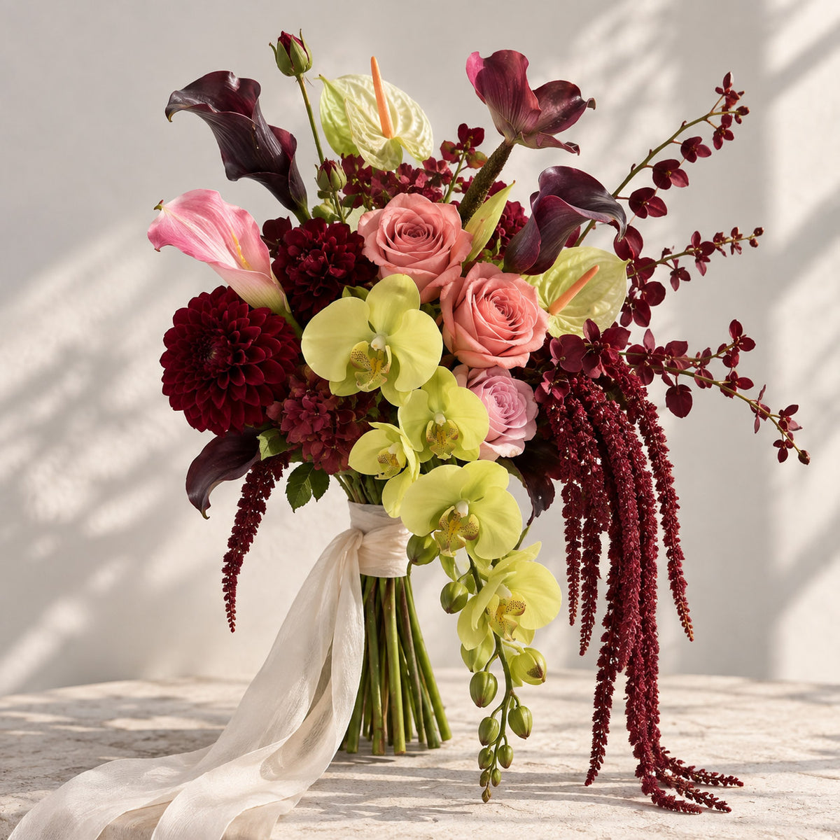 Roseytime Burgundy Bride/Bridesmaid Bouquet Flowers #RTBQ055
