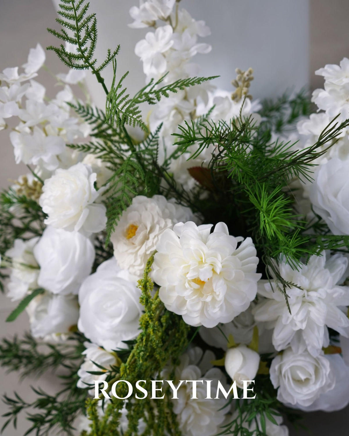 Roseytime White&Green Floor Flower Wedding Aisle Arrangement #RTF017