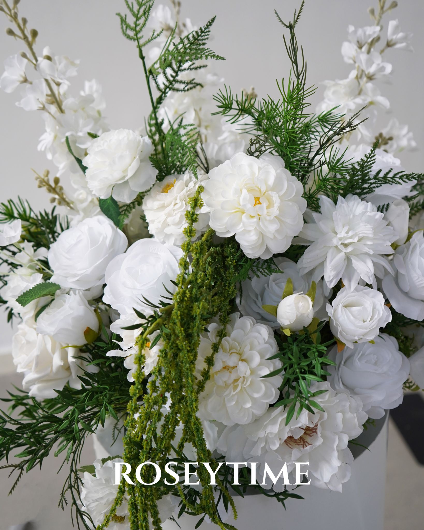 Roseytime White&Green Floor Flower Wedding Aisle Arrangement #RTF017