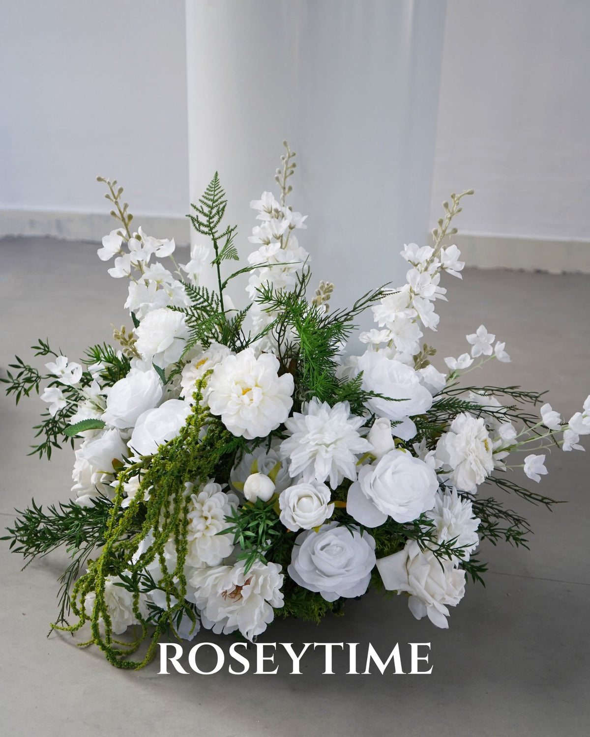 Roseytime White&Green Floor Flower Wedding Aisle Arrangement #RTF017