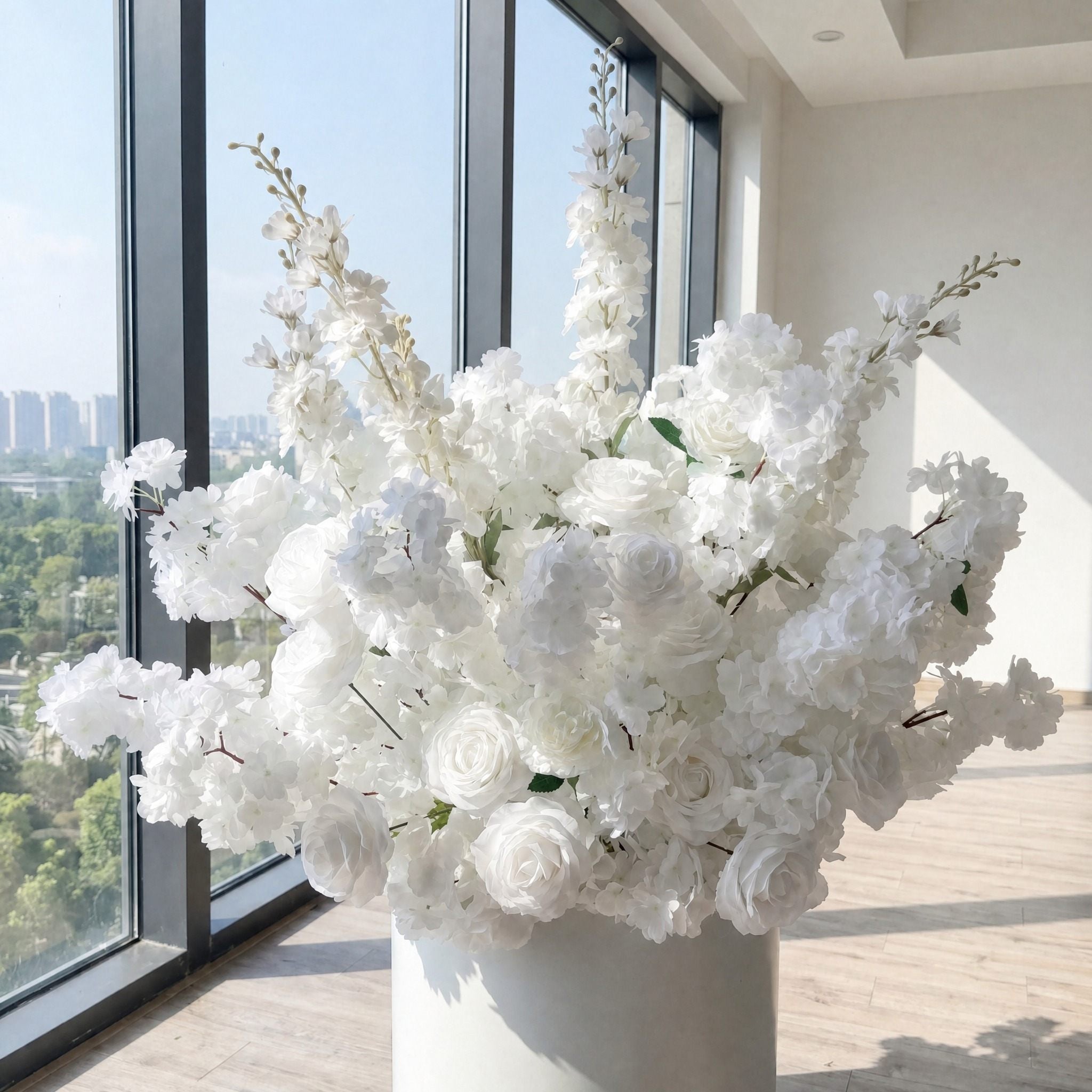 Roseytime White Floor Flower Wedding Aisle Arrangement #RTF025