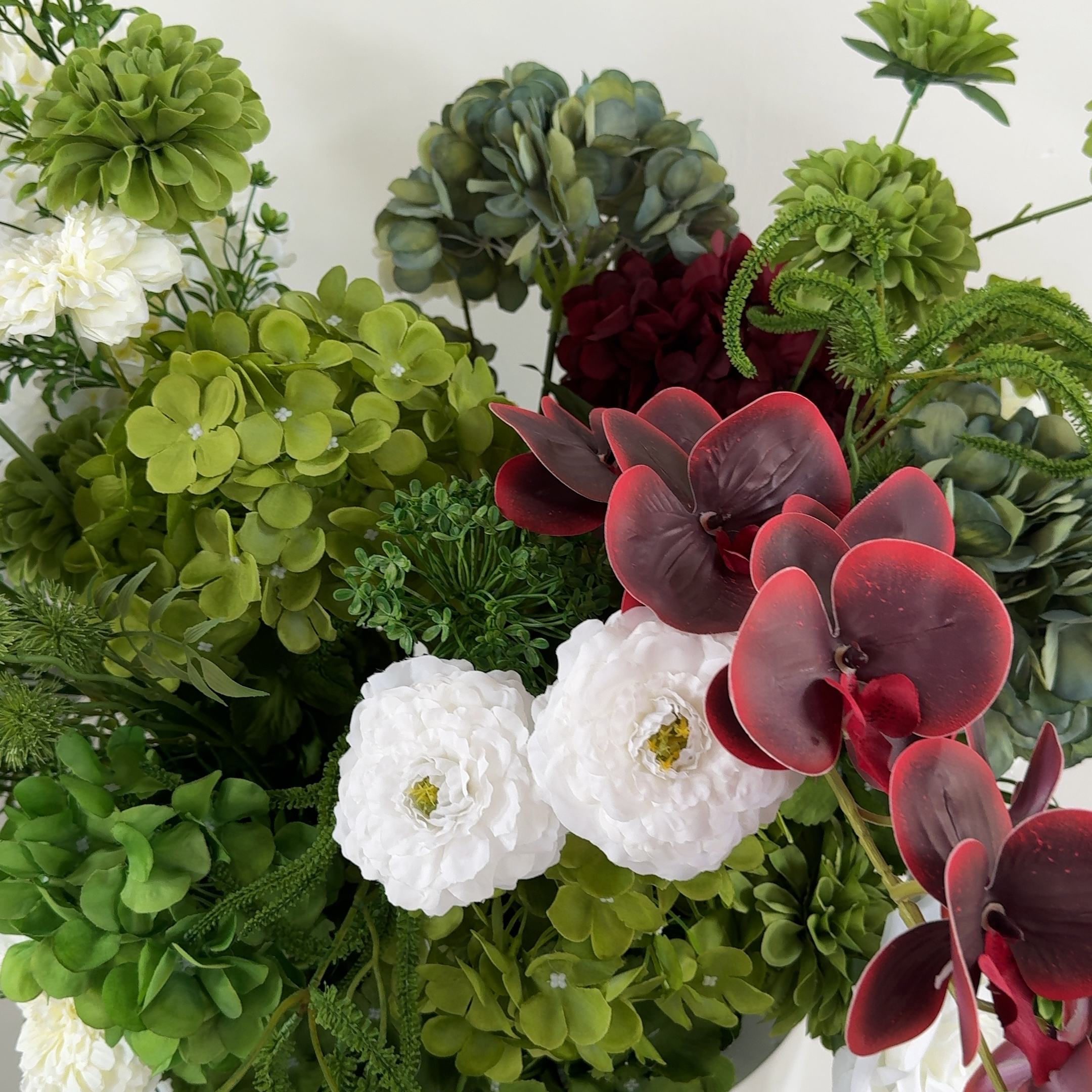 Roseytime Dark Green& Burgundy Floor Flower Wedding Aisle Arrangement #RTF031