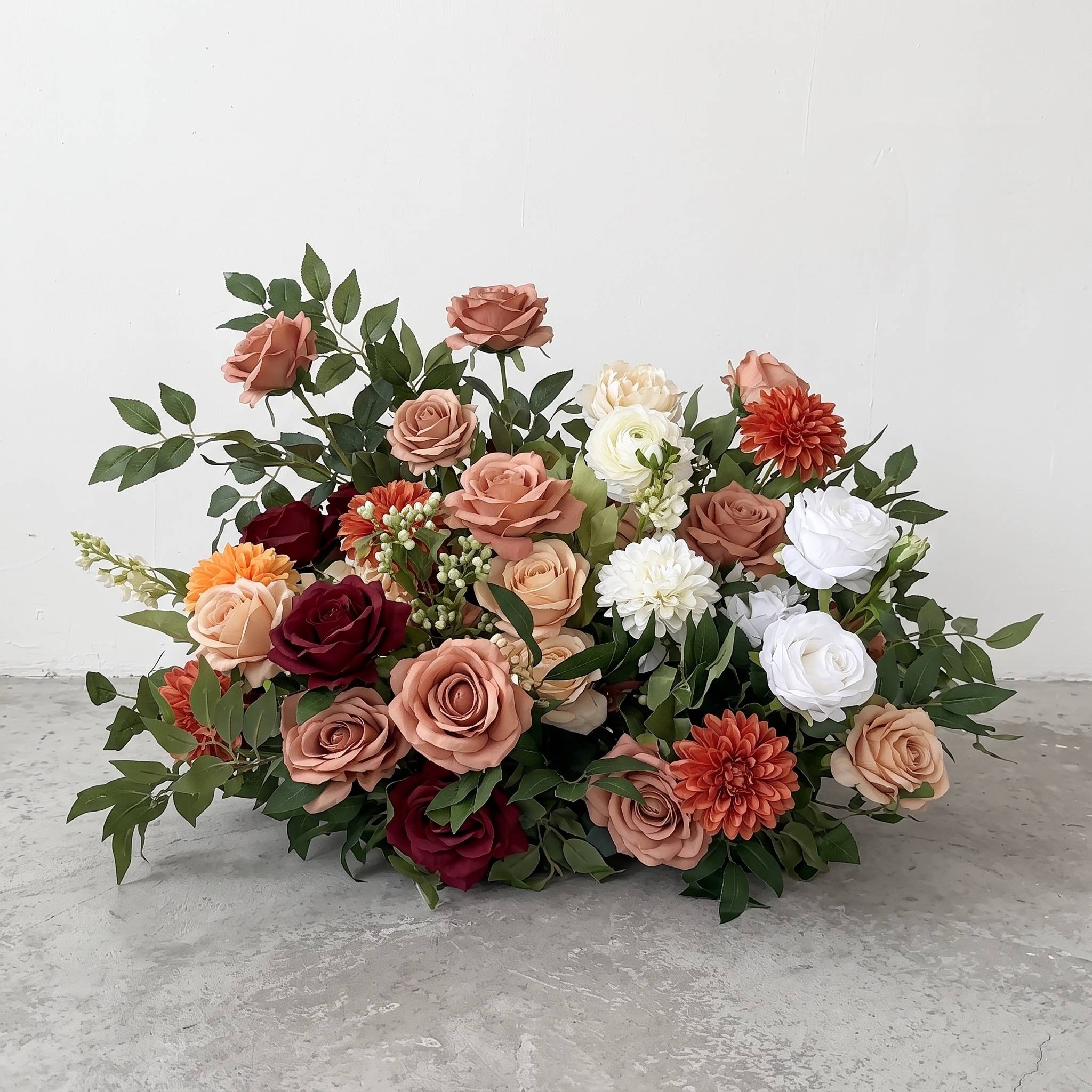 Roseytime Bordeaux Harvest Floor Flower Wedding Aisle Arrangement #RTF041