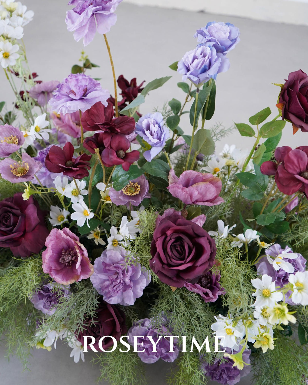 Roseytime Ethereal Plum Floor Flower Wedding Aisle Arrangement #RTF043