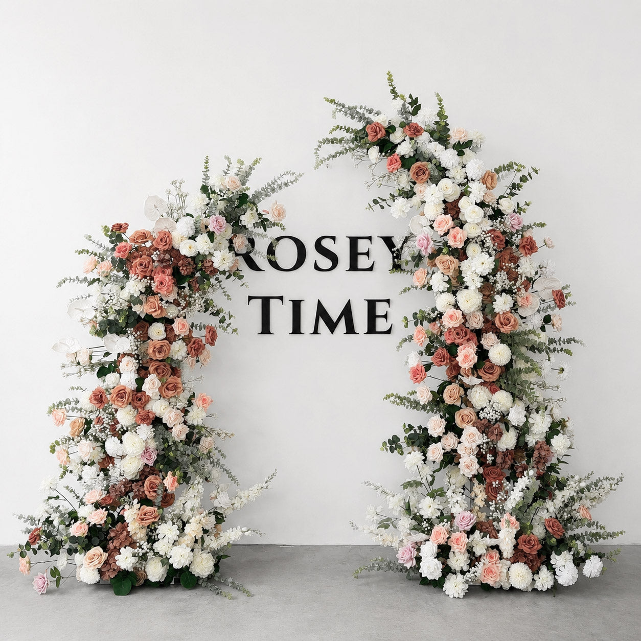 Roseytime Cinnamon Lace Flower Pillars Arch with Frame #RTP015