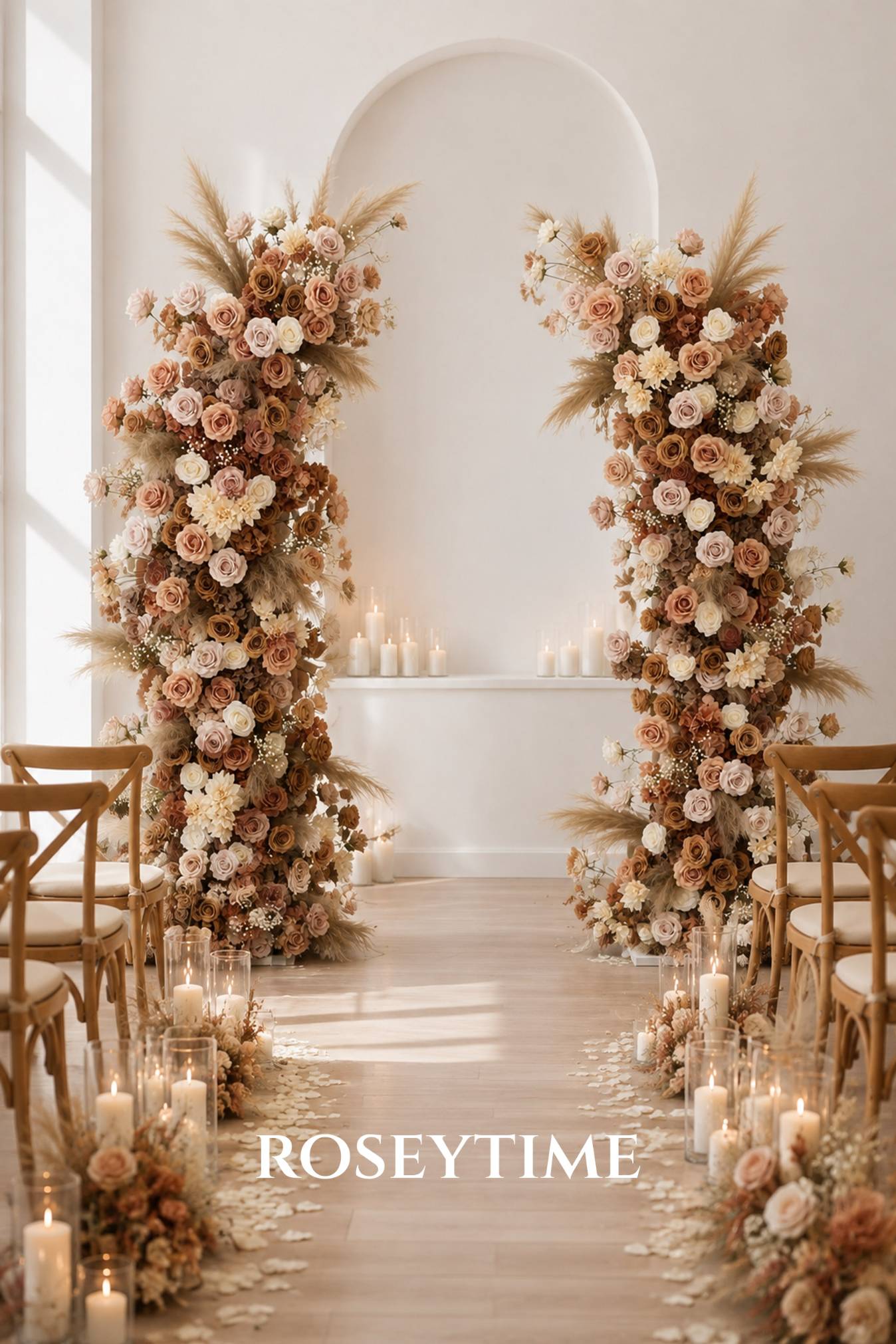 RoseyTime Brown Floral Pillars Arch with Frame #RTP022