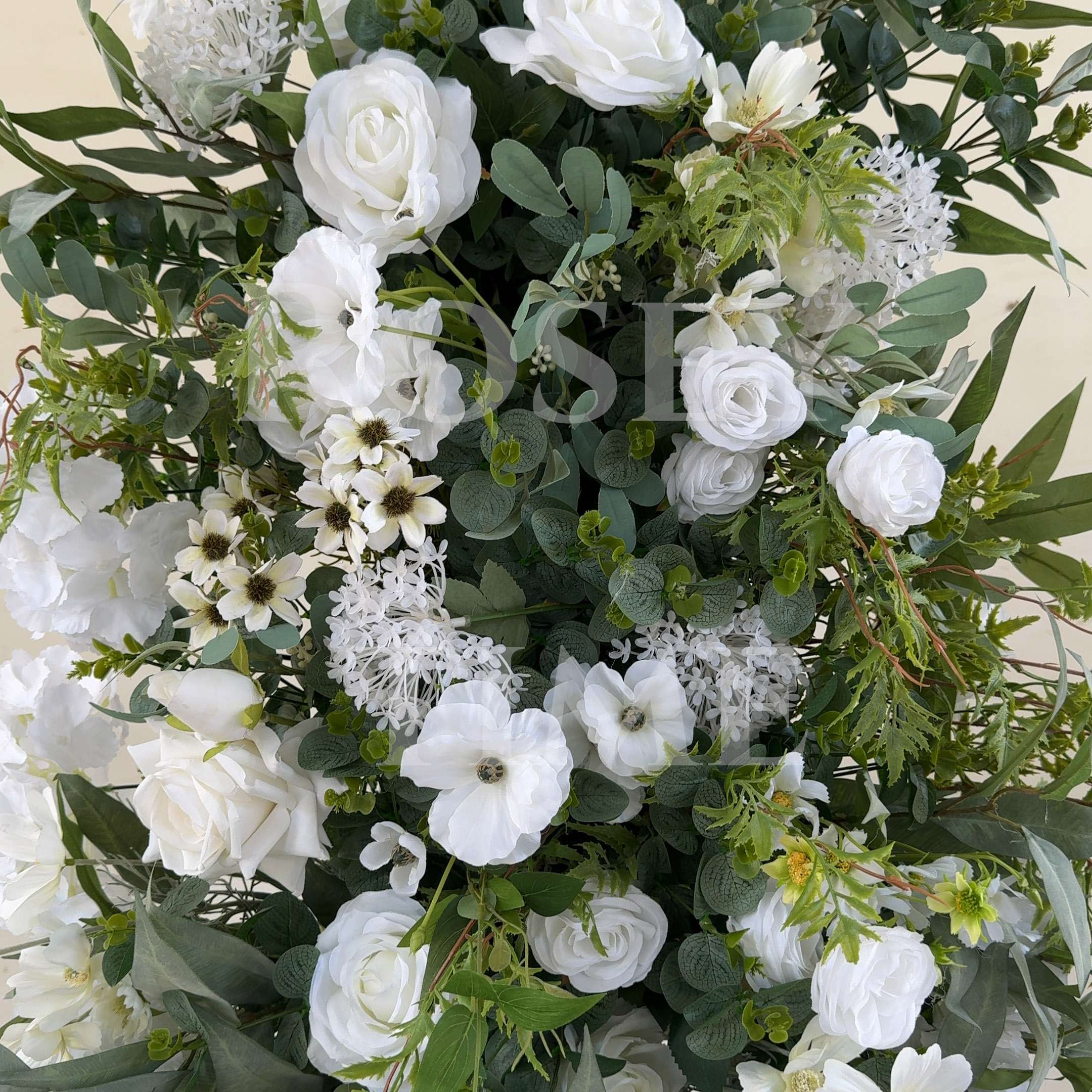 Roseytime Wedding Sylvera White&Green Flower Pillars with Frame #RTP055