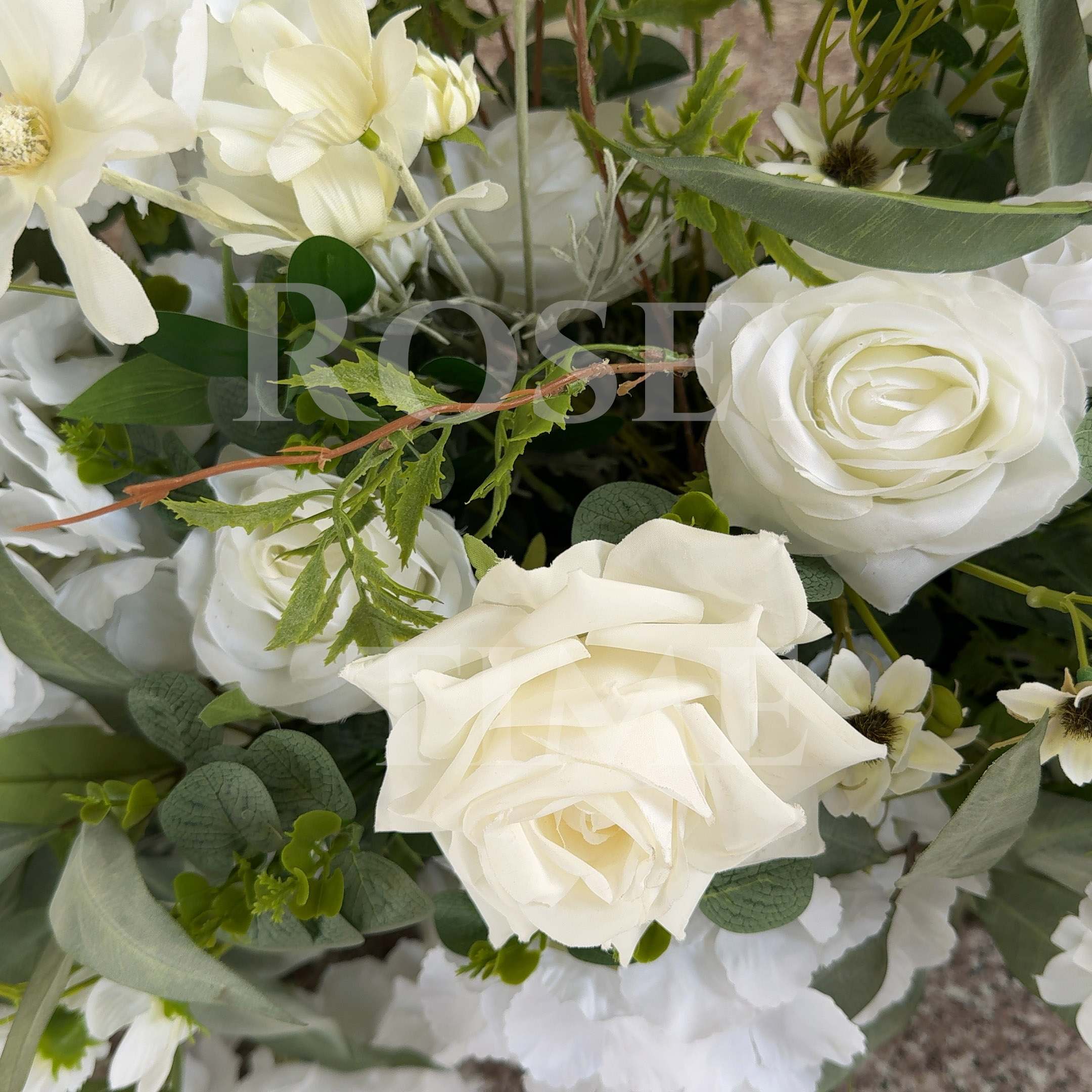 Roseytime Wedding Sylvera White&Green Flower Pillars with Frame #RTP055
