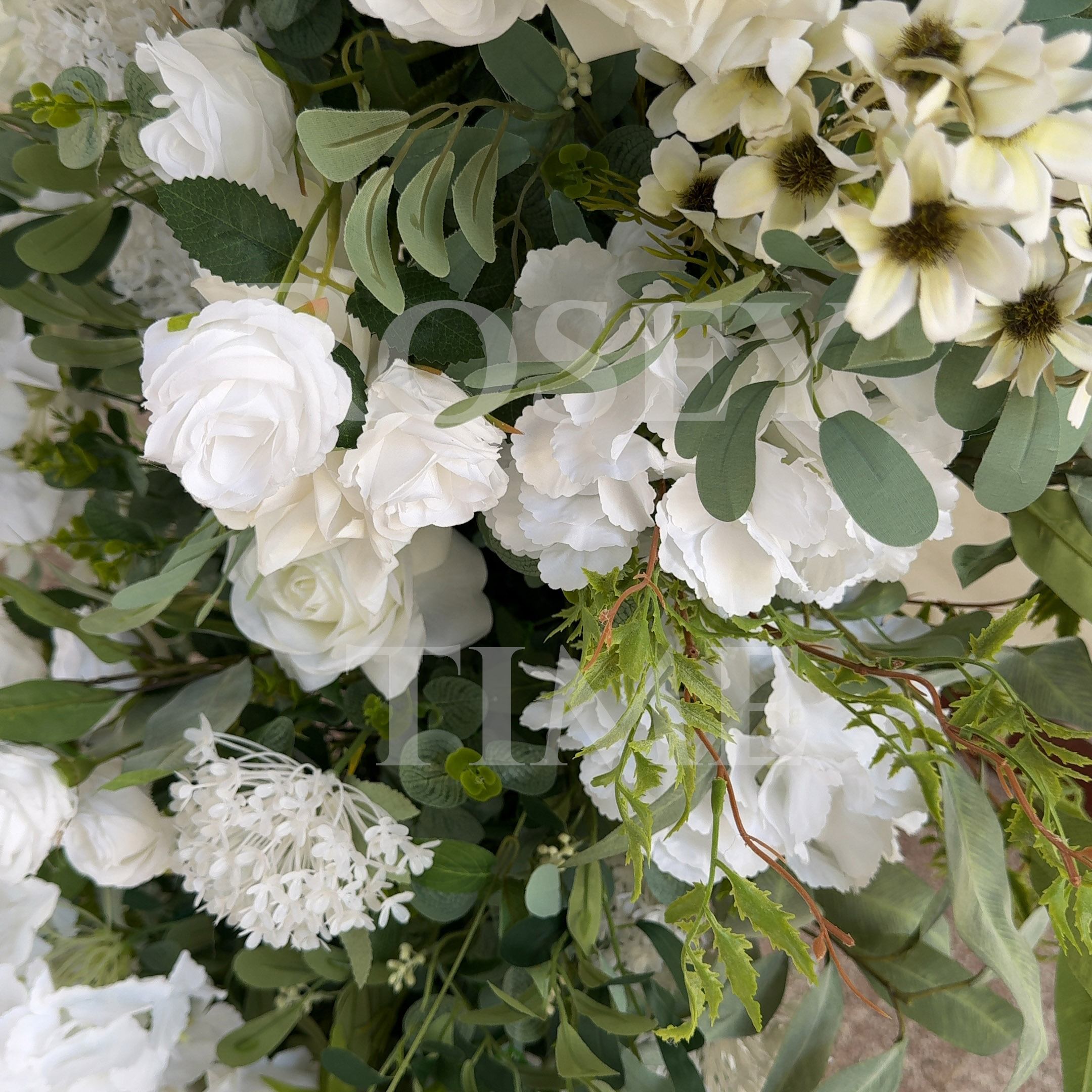 Roseytime Wedding Sylvera White&Green Flower Pillars with Frame #RTP055