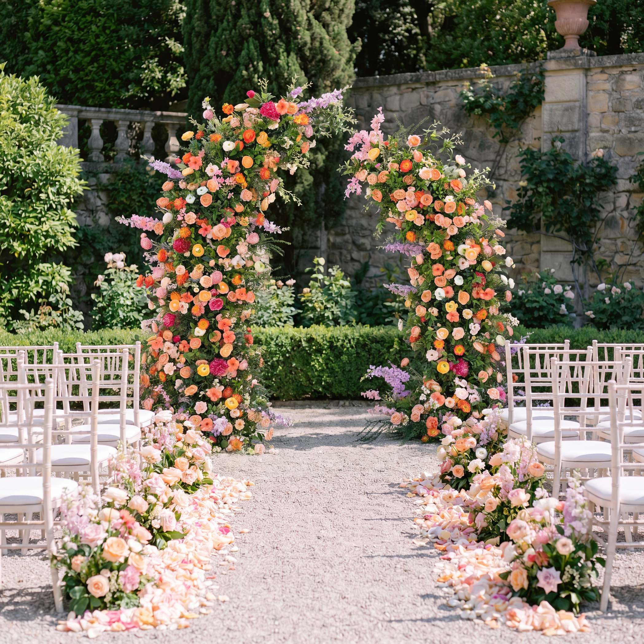 Roseytime Sunset WildFlower Colorful Pillars Arch with Frame #RTP075