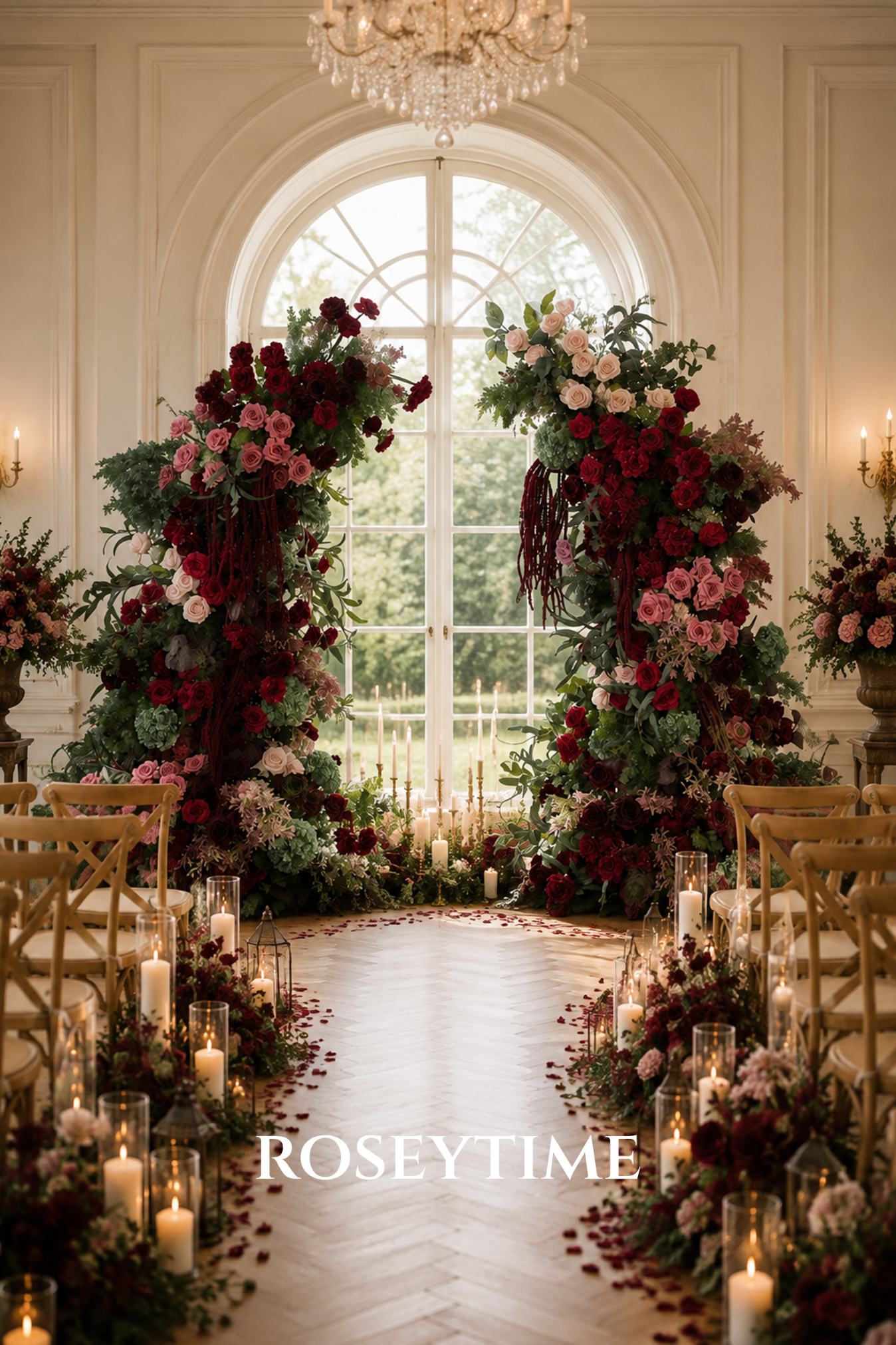 Roseytime Forest&Wine Flower Pillars Arch With Frame #RTP088