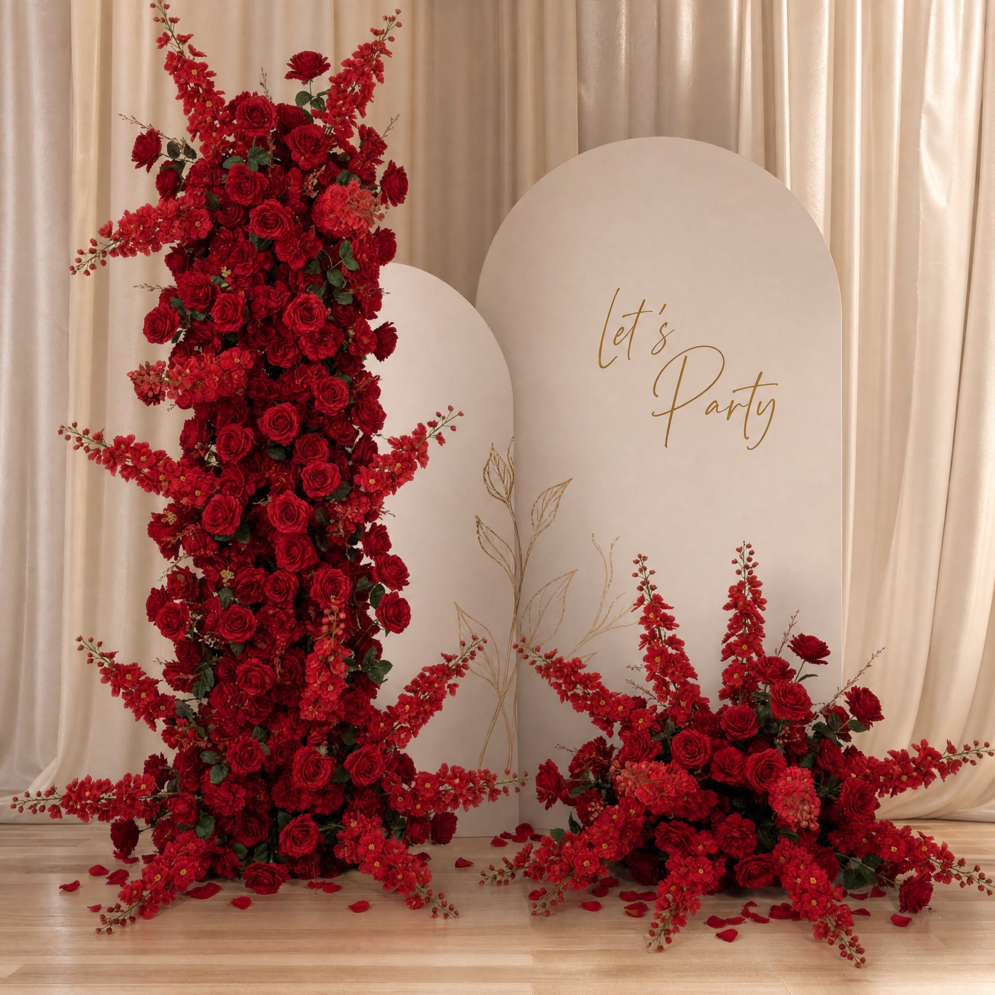 Roseytime  Red Flower Pillars Arch with Frame #RTP111