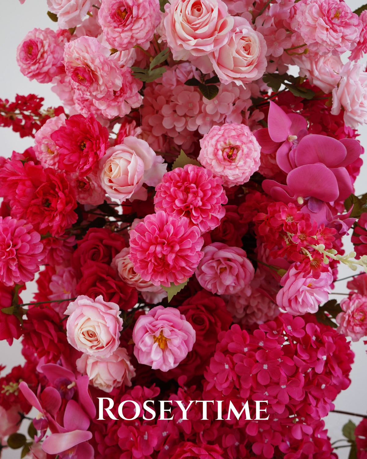 Roseytime Hot Pink Flower Pillars Arch with Frame #RTP126