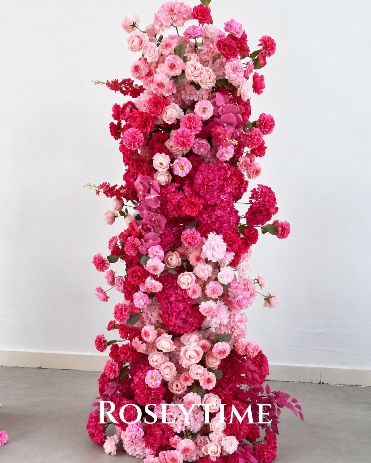 Roseytime Hot Pink Flower Pillars Arch with Frame #RTP126