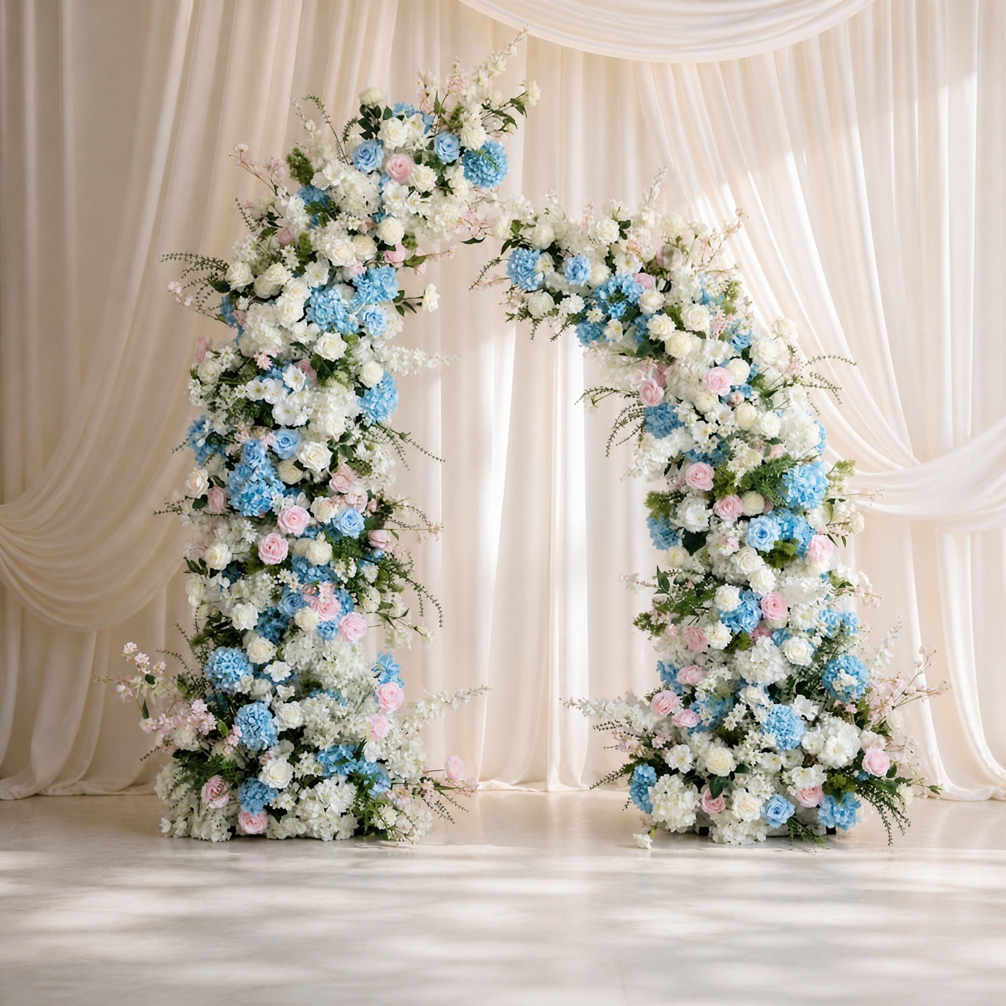 Roseytime Blue&Pink Flower Pillars Arch with Frame #RTP130