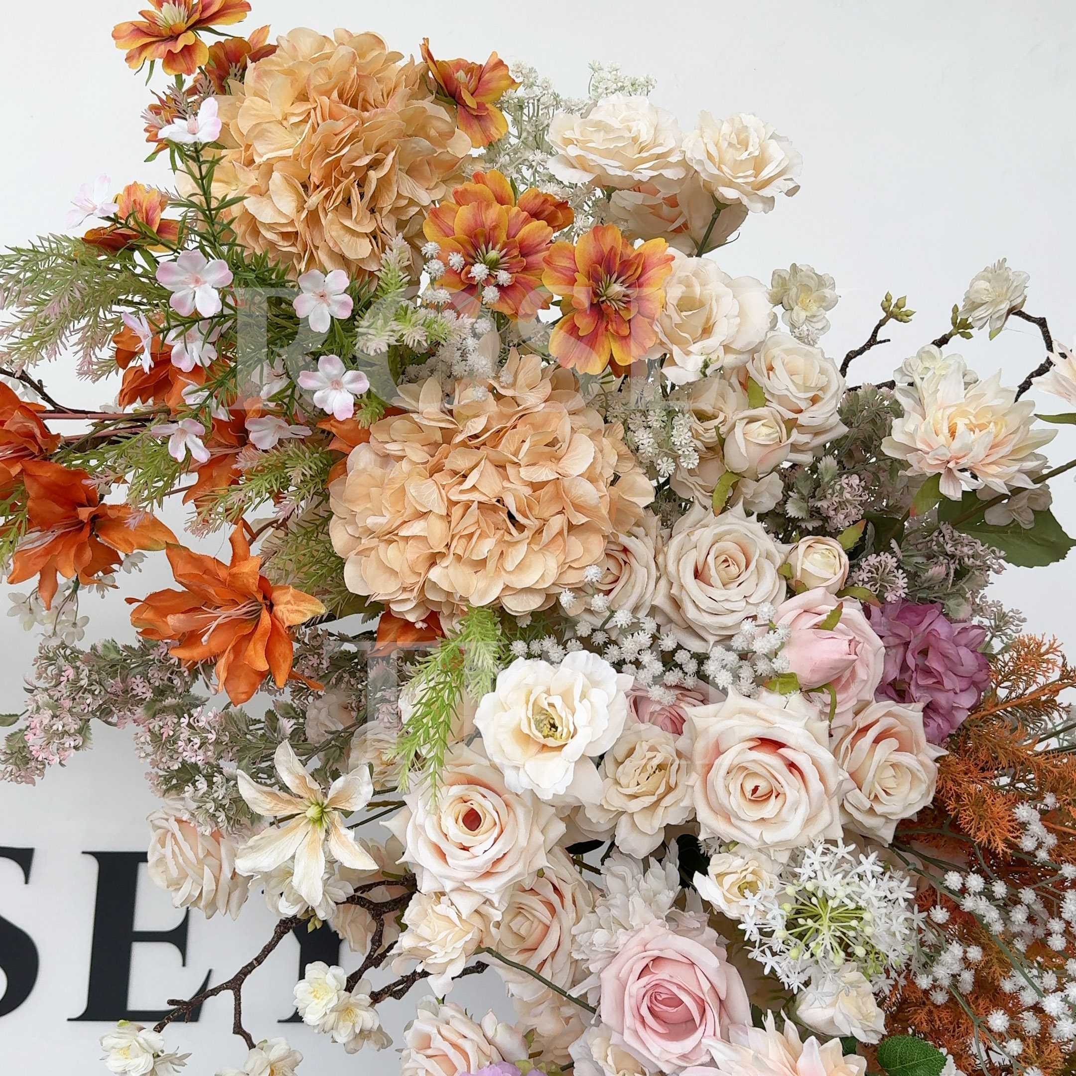 Roseytime Sun-Kissed Luxurious Flower Pillars Arch with Frame #RTP134