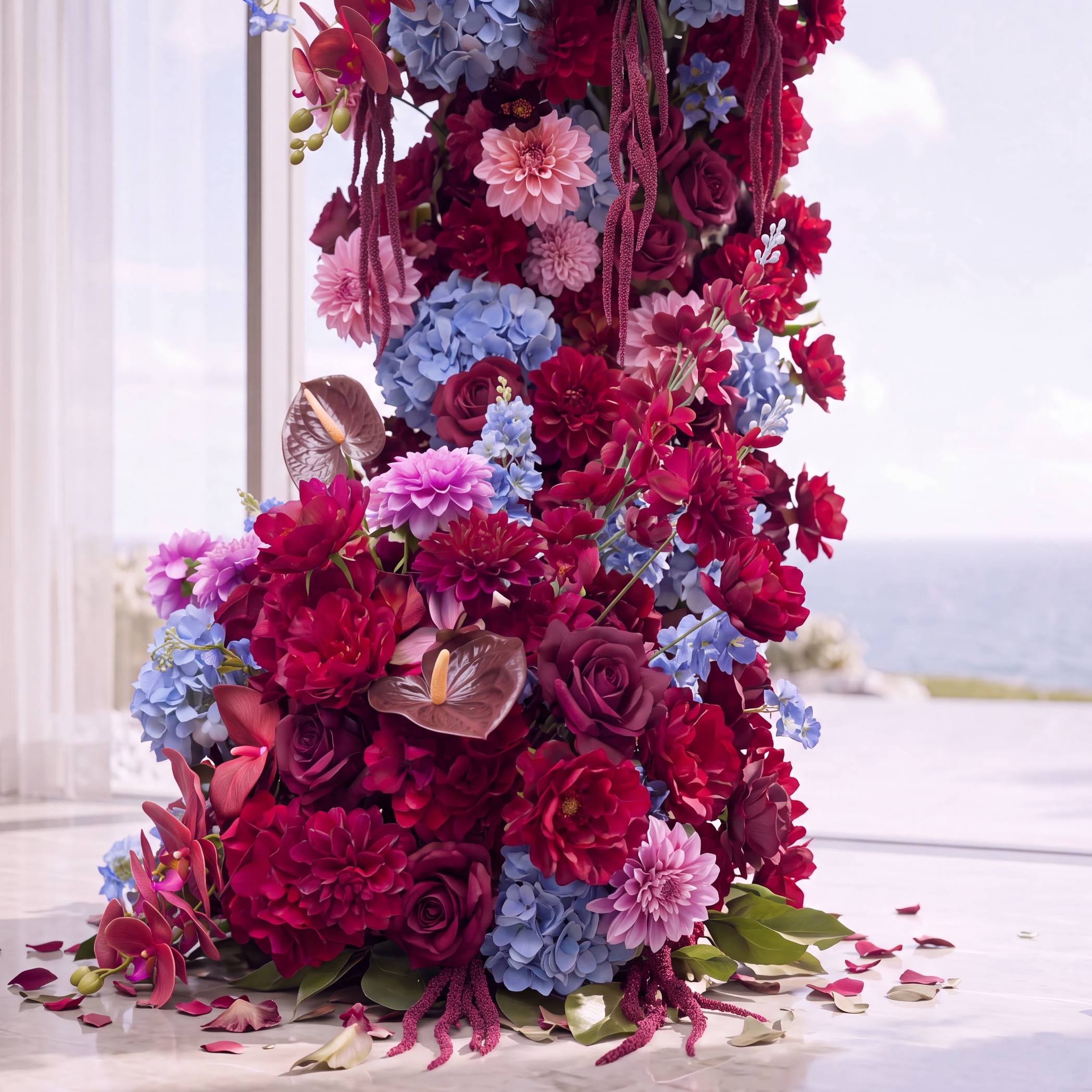 Roseytime Nocturne Petals Flower Pillars Arch with Frame #RTP140