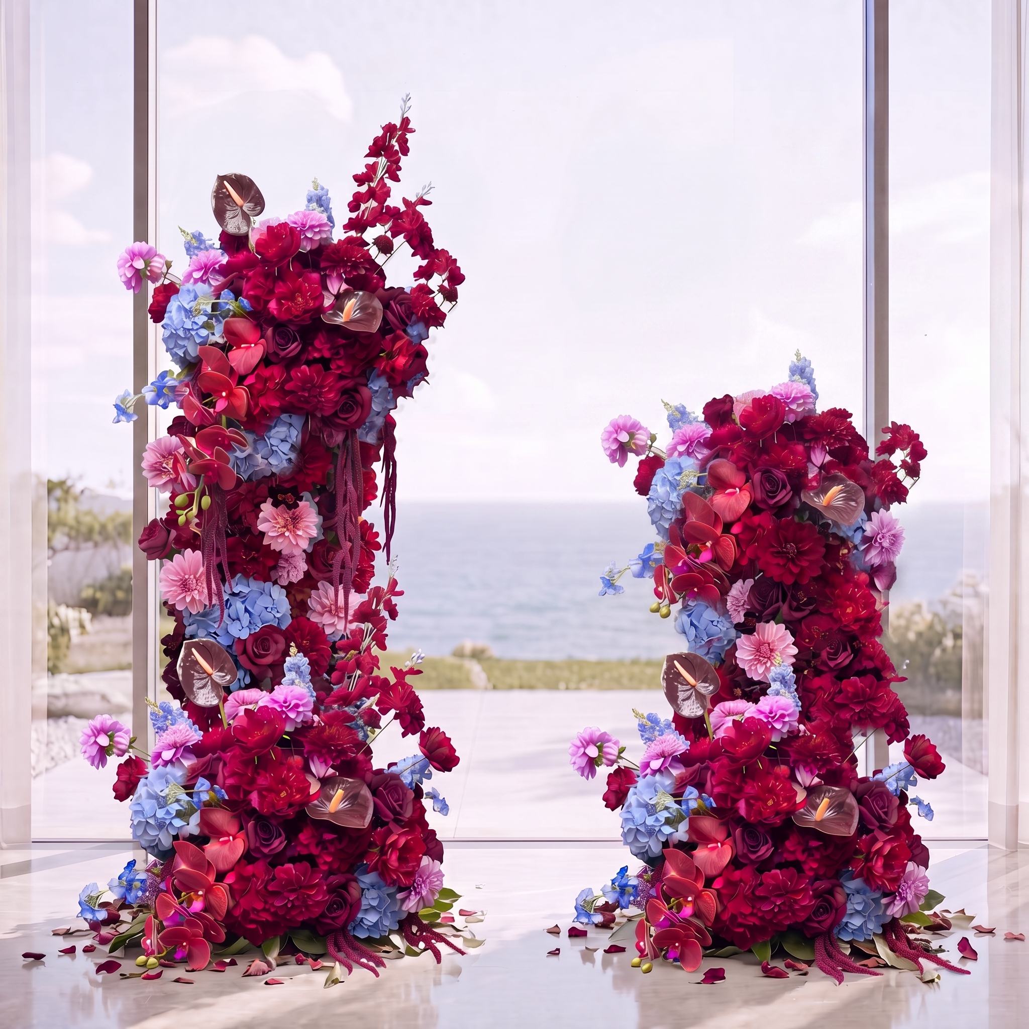 Roseytime Nocturne Petals Flower Pillars Arch with Frame #RTP140