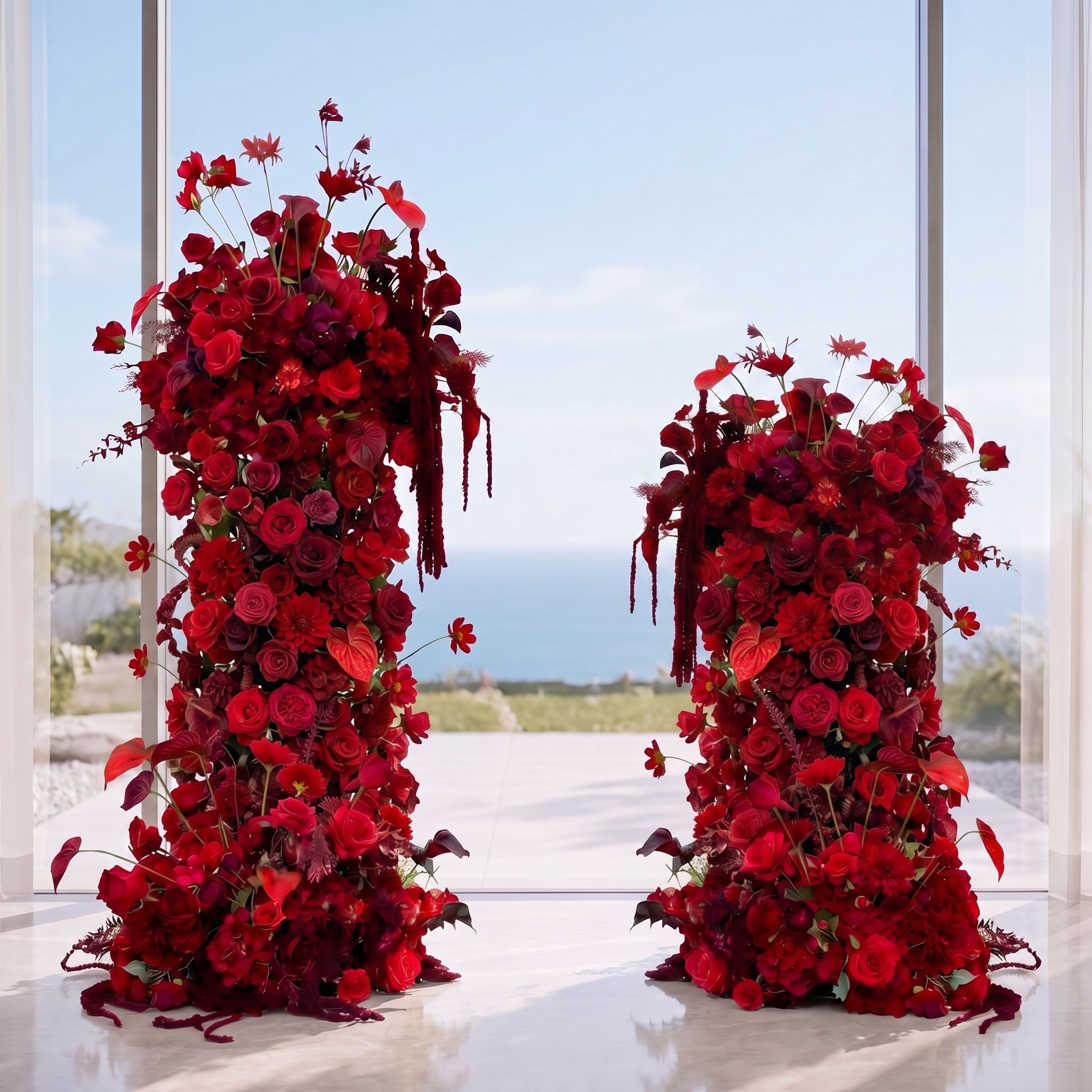 Roseytime Ruby Covenant Flower Pillars Arch with Frame #RTP141