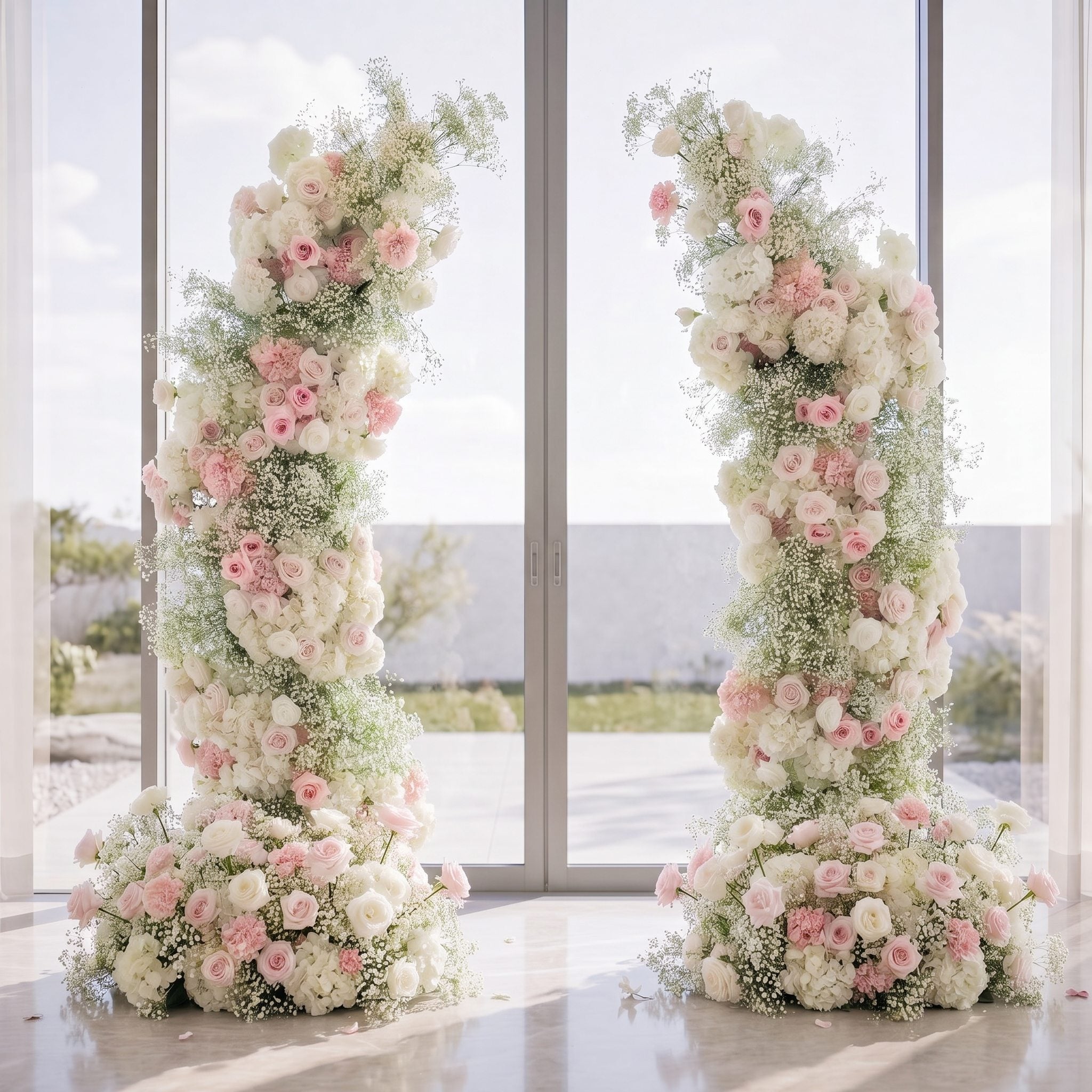 Roseytime Blush Pink Flower Pillars Arch with Frame #RTP142