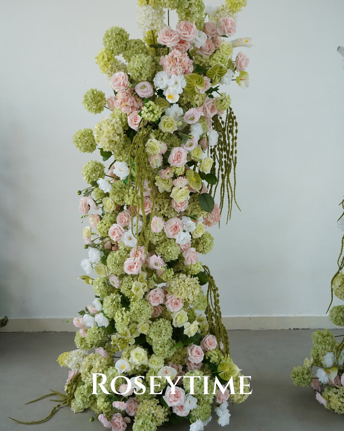 Roseytime Cascade & Blush Flower Pillars Arch with Frame #RTP143