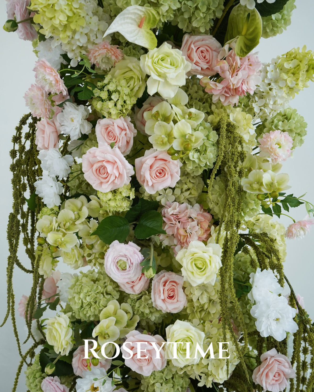 Roseytime Cascade & Blush Flower Pillars Arch with Frame #RTP143