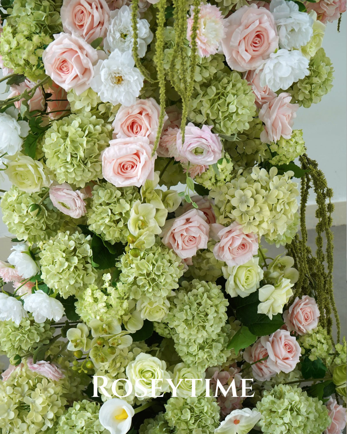 Roseytime Cascade & Blush Flower Pillars Arch with Frame #RTP143