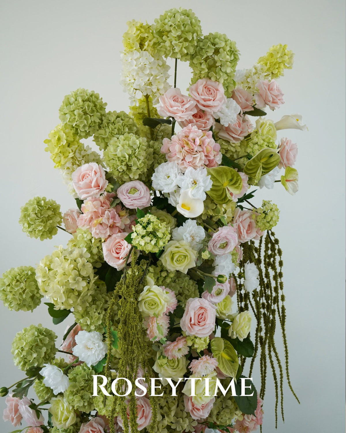 Roseytime Cascade & Blush Flower Pillars Arch with Frame #RTP143
