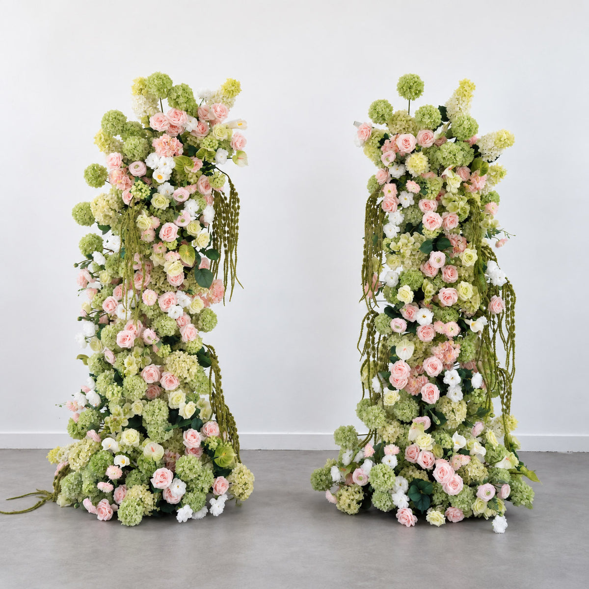 Roseytime Cascade & Blush Flower Pillars Arch with Frame #RTP143