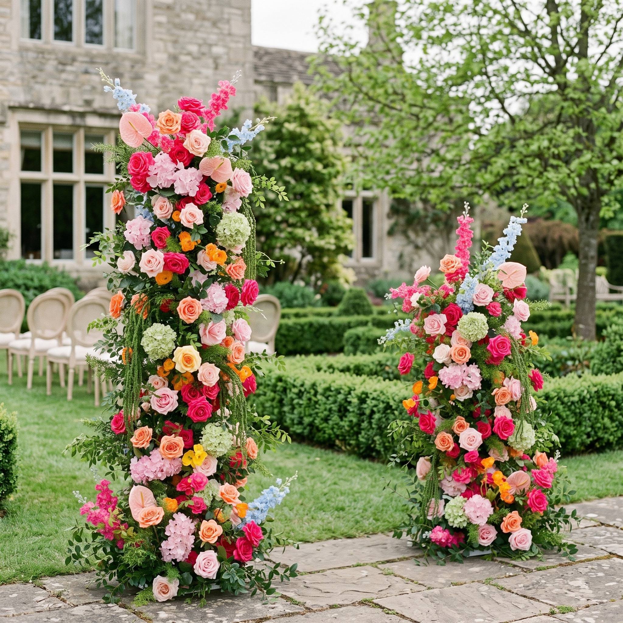Roseytime Vivid Drapel Flower Pillars Arch with Frame #RTP144