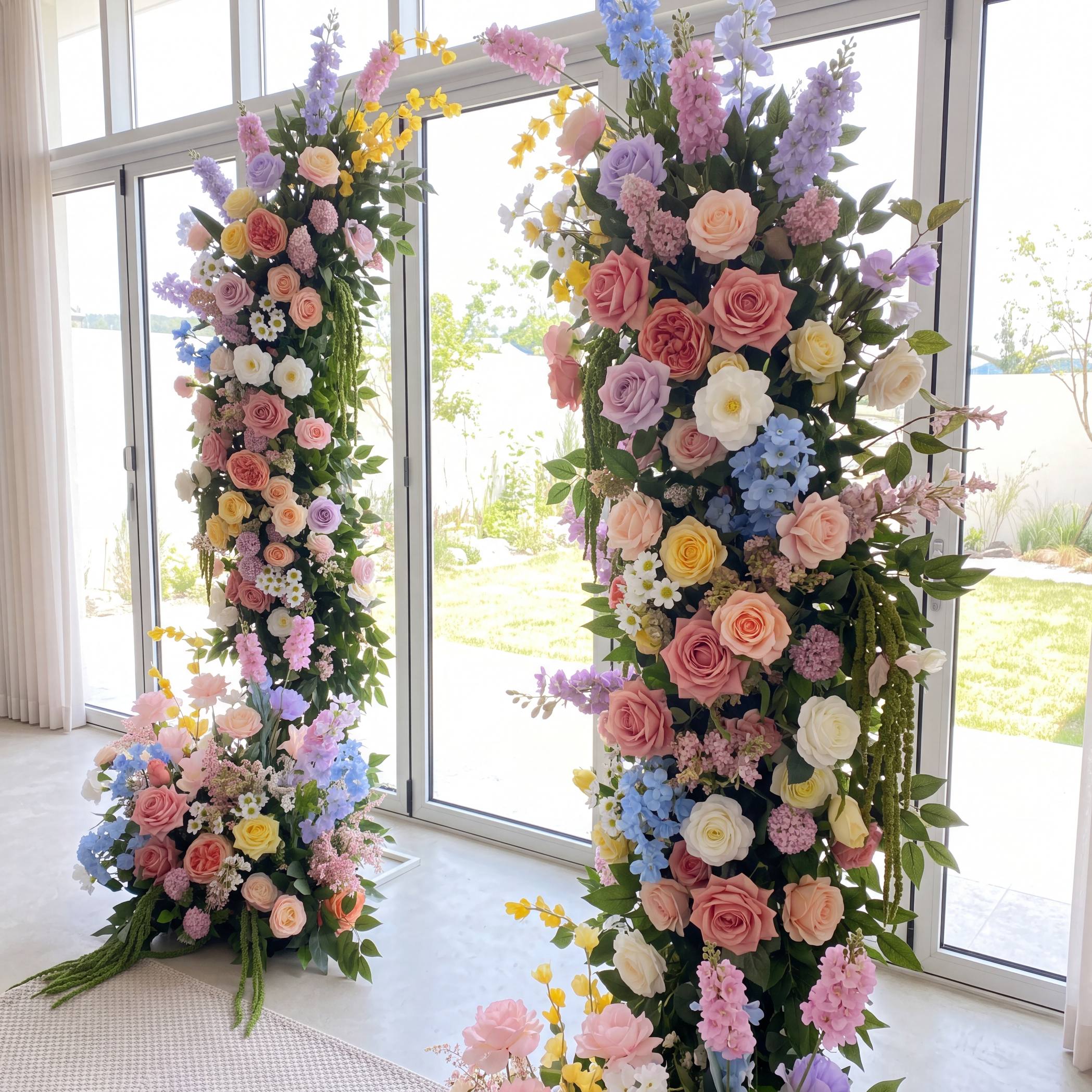 Roseytime Gentle Eden Flower Pillars Arch with Frame #RTP145