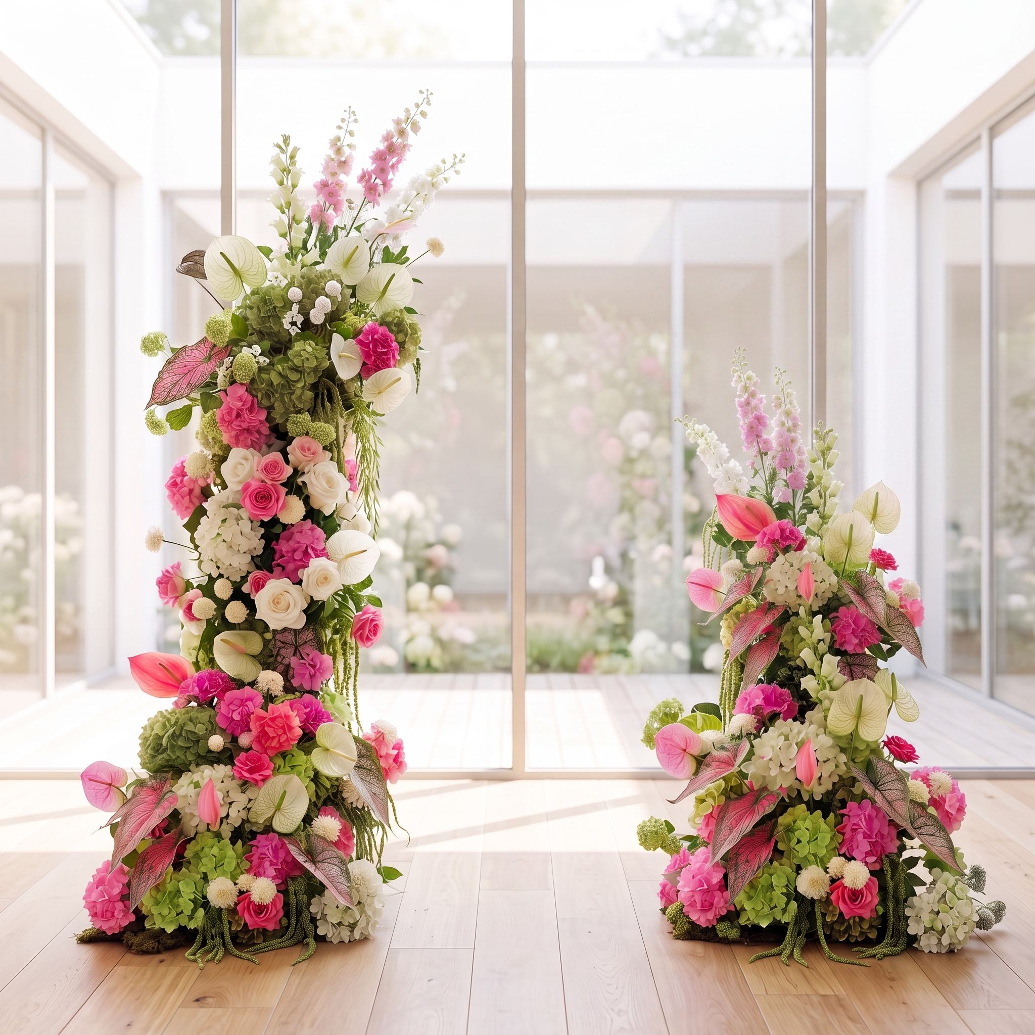 Roseytime Lychee Garden Flower Pillars Arch with Frame #RTP145