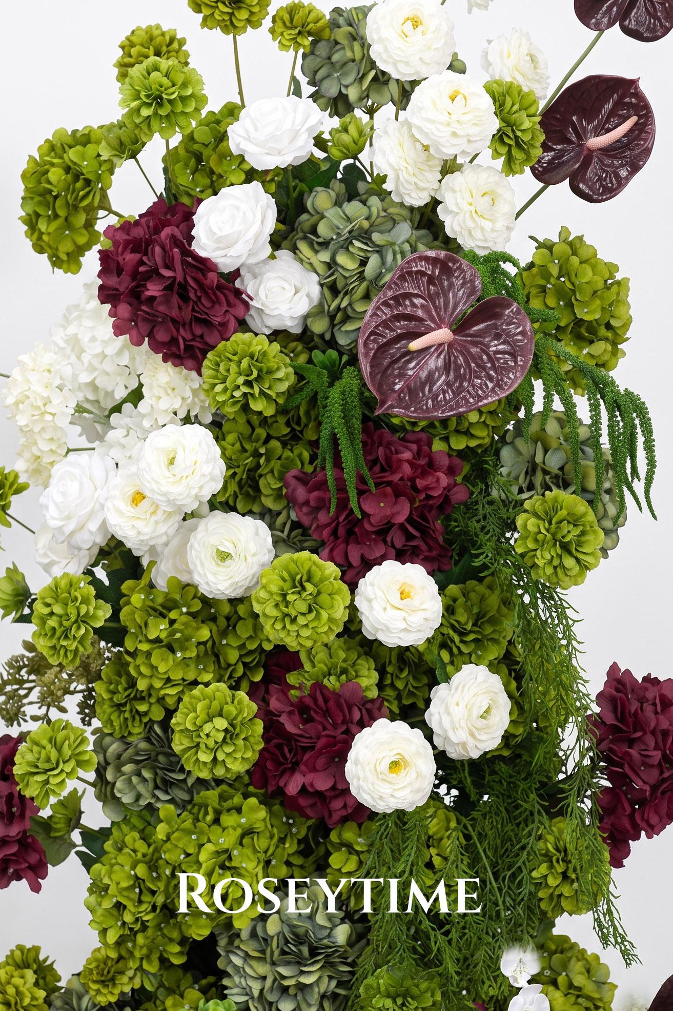 Roseytime Willow& Garnet Flower Pillars Arch with Frame #RTP154