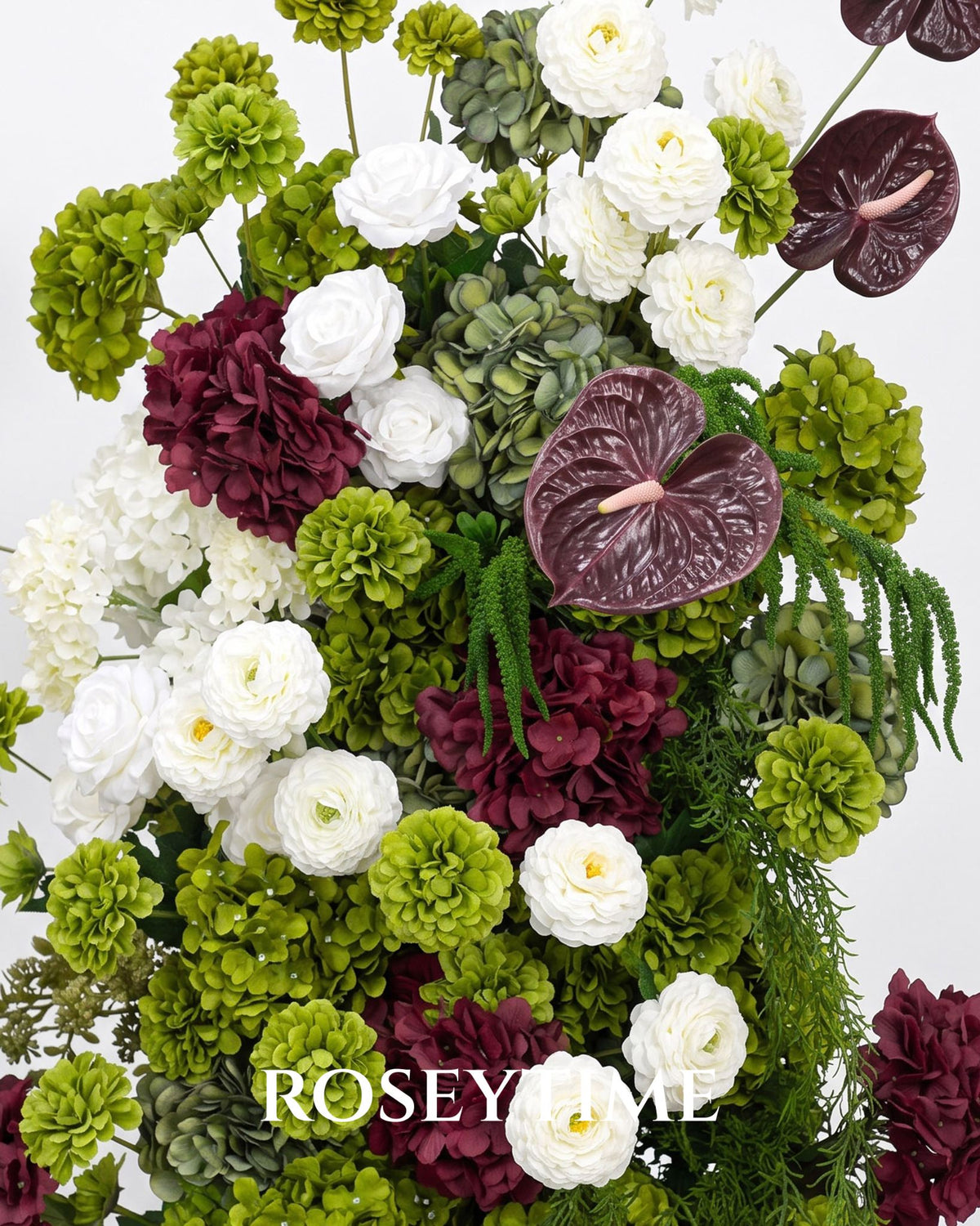 Roseytime Willow& Garnet Flower Pillars Arch with Frame #RTP154