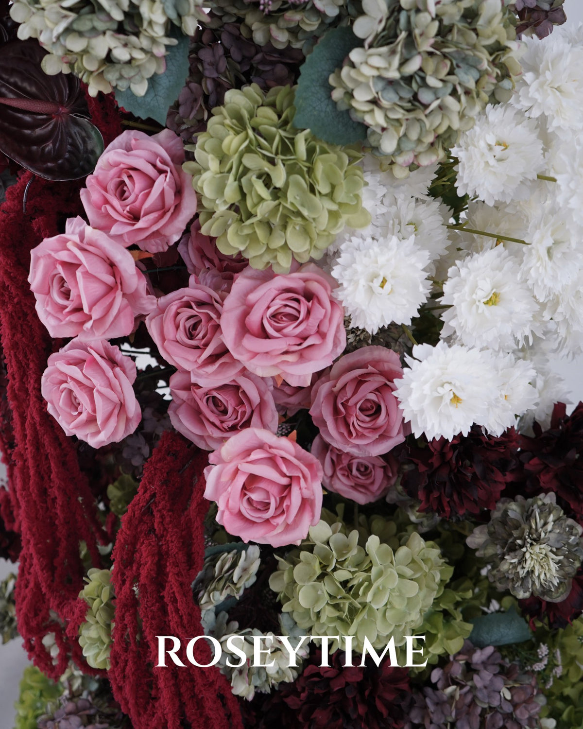 Roseytime Carmine Estate Flower Pillars Arch with Frame #RTP156