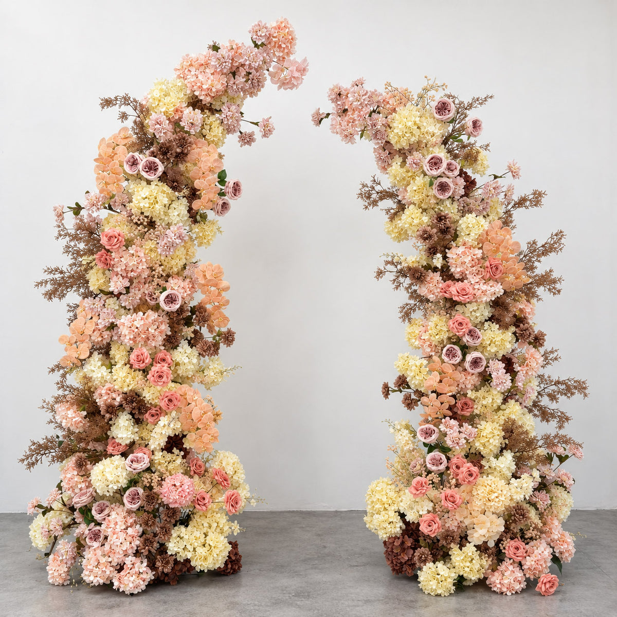 Roseytime Cocoa Mocha Flower Pillars Arch with Frame #RTP165