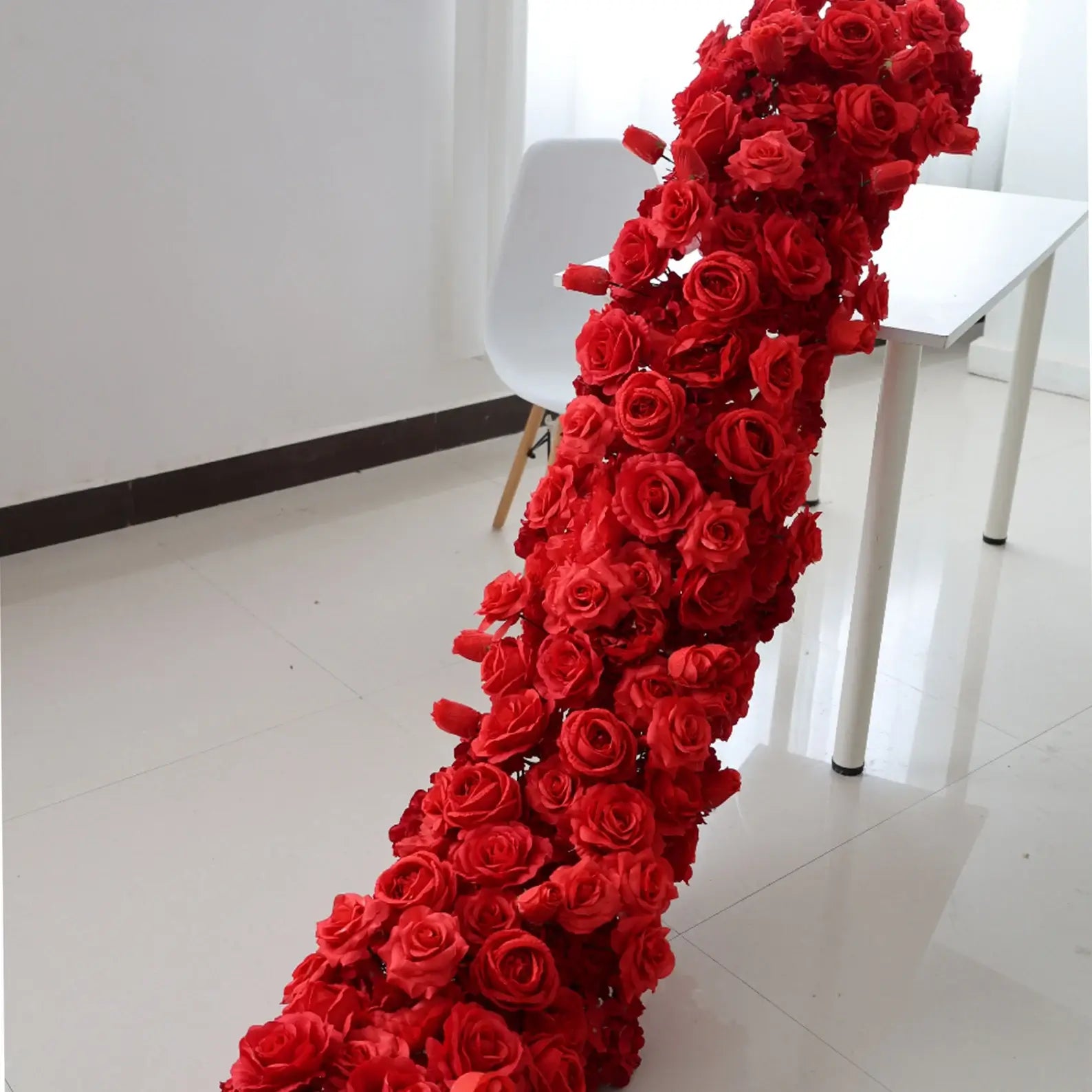 Roseytime Red Flower Rows Table Flower Runner #RTR001