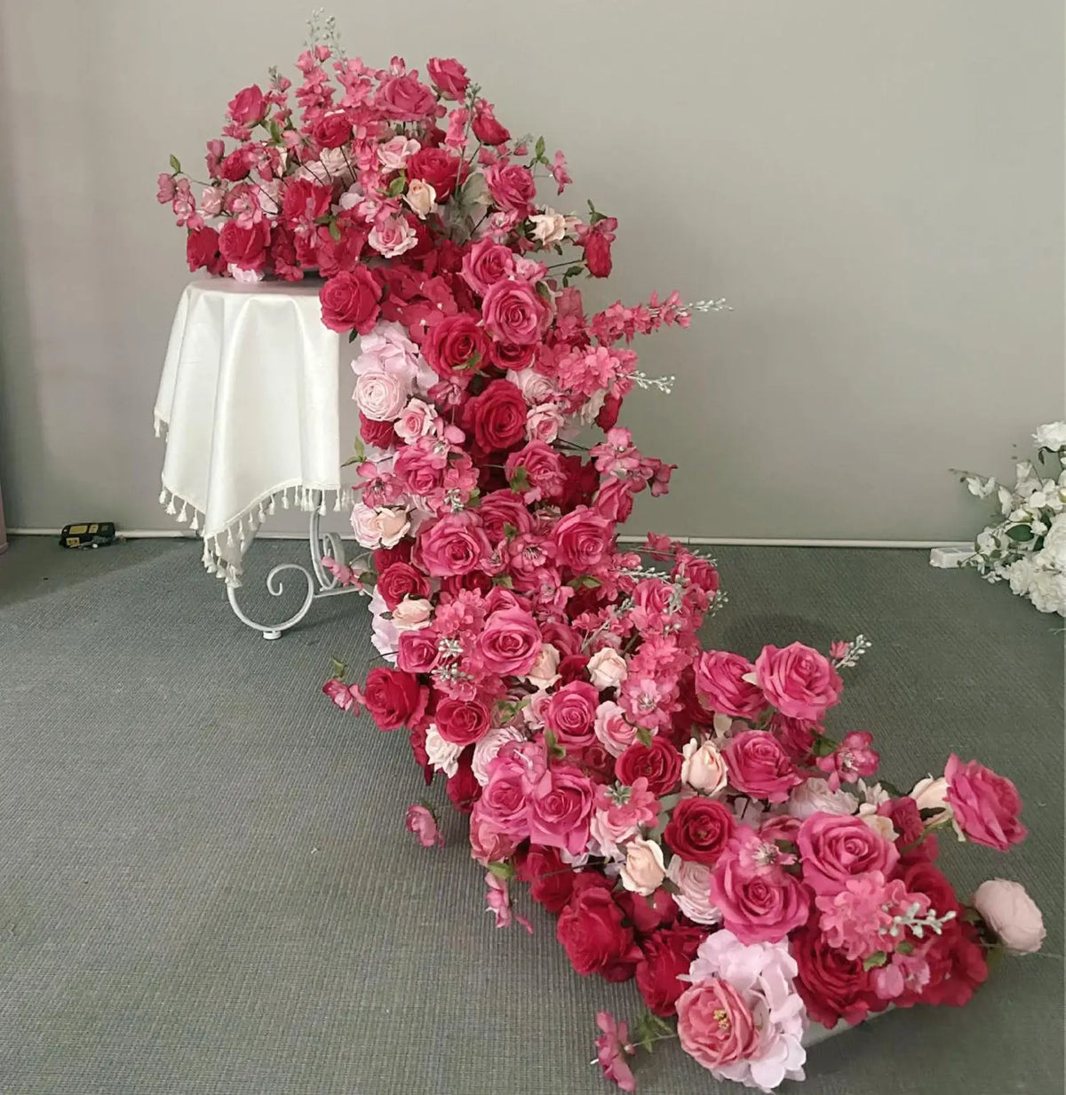 Roseytime Fuchsia Roses Wedding Flower Runner Table Flower Decor#RTR014