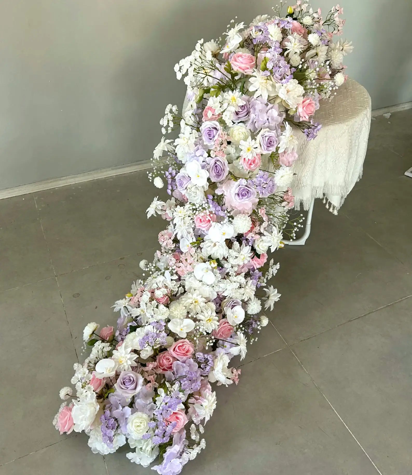 Roseytime Purple White Flower Runner Table Flower Decor#RTR015