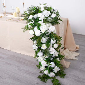 Roseytime White Green Flower Runner Table Flower Decor#RTR016