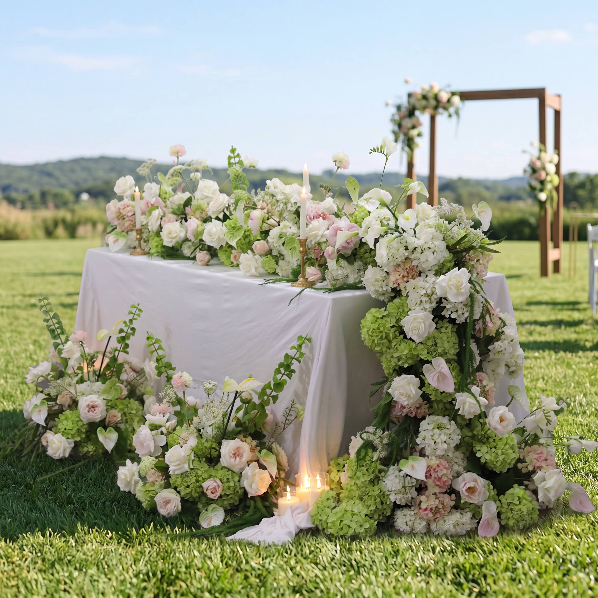 Roseytime Manor Frond Flower Runner Table Flower Decor#RTR100