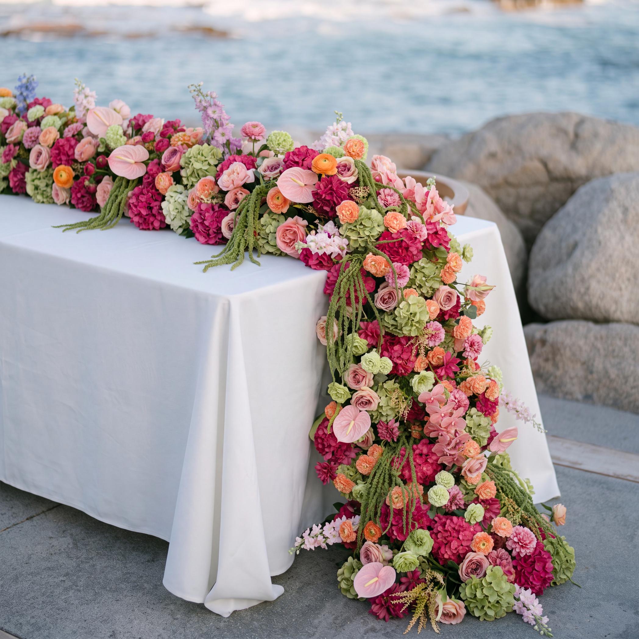 Roseytime Coral Crush Flower Runner Table Flower Decor#RTR107